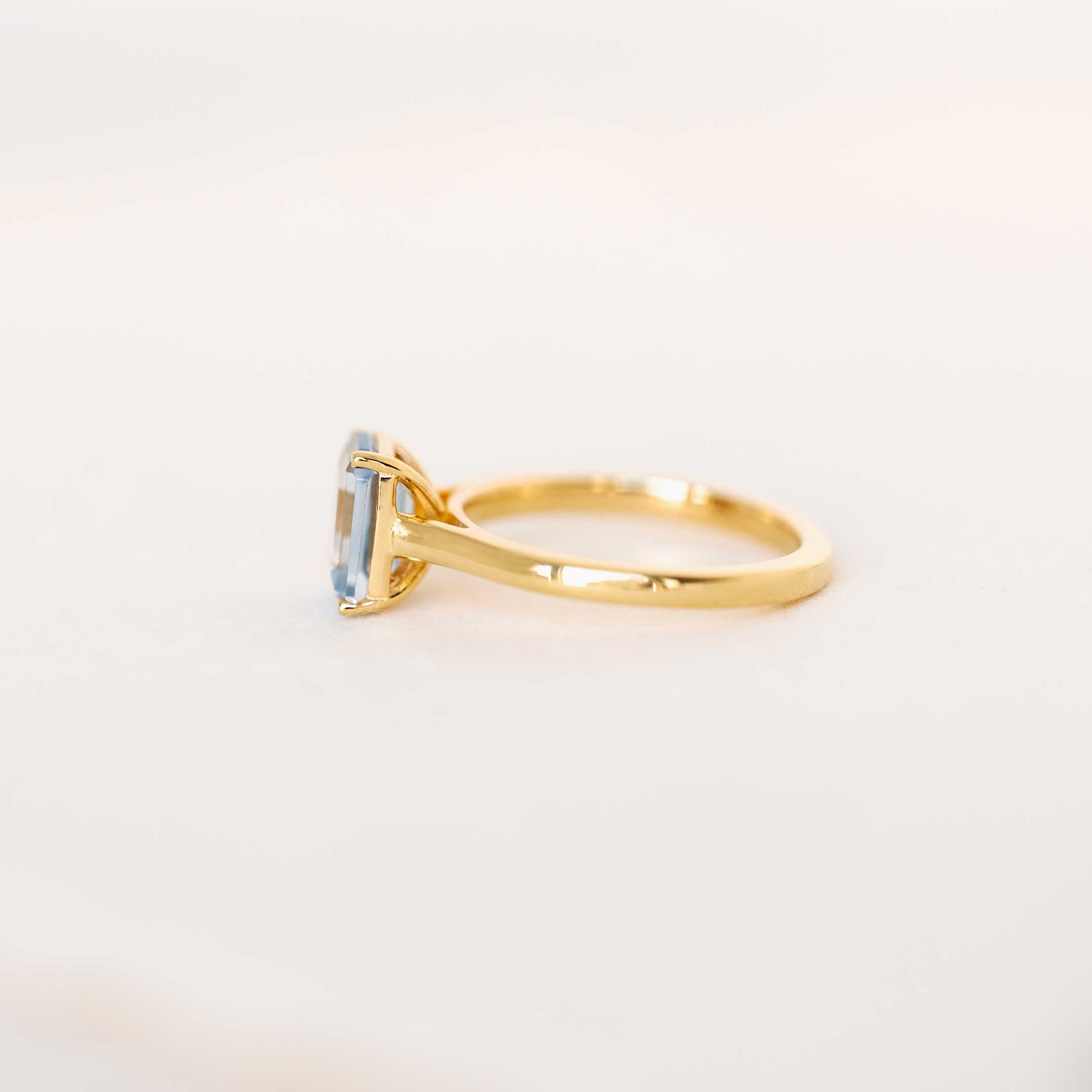 Aquamarine Ring Gold Emerald Cut