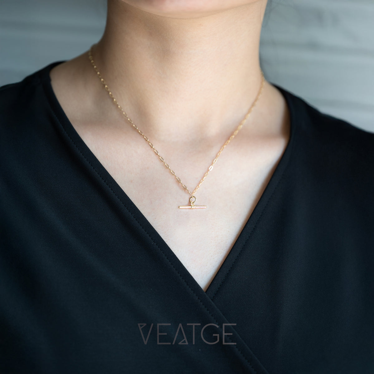 14k Gold Filled T Bar Necklace