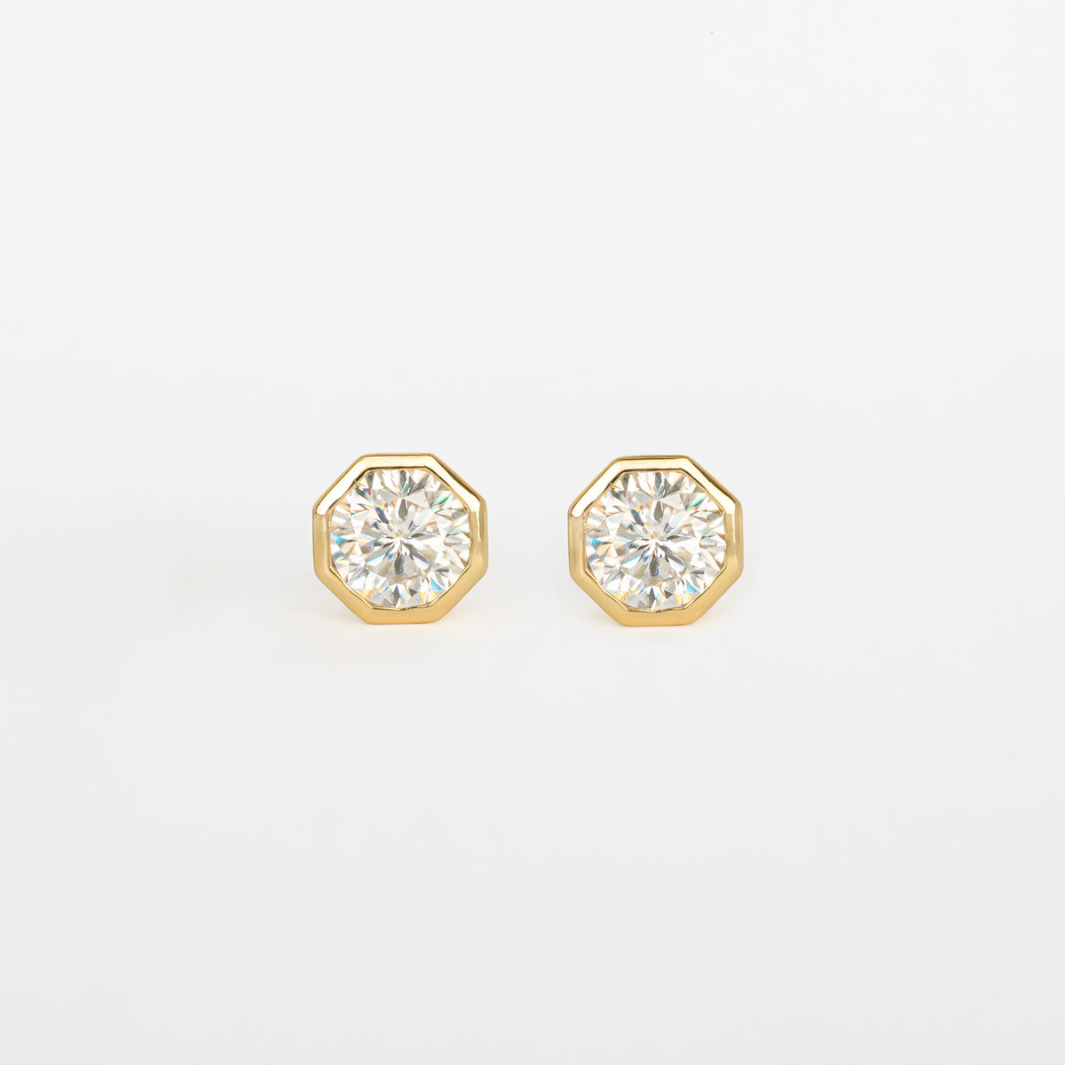 1ct Moissanite Diamond-Gold-studs Earrings Geometric Unisex Unique Gifts