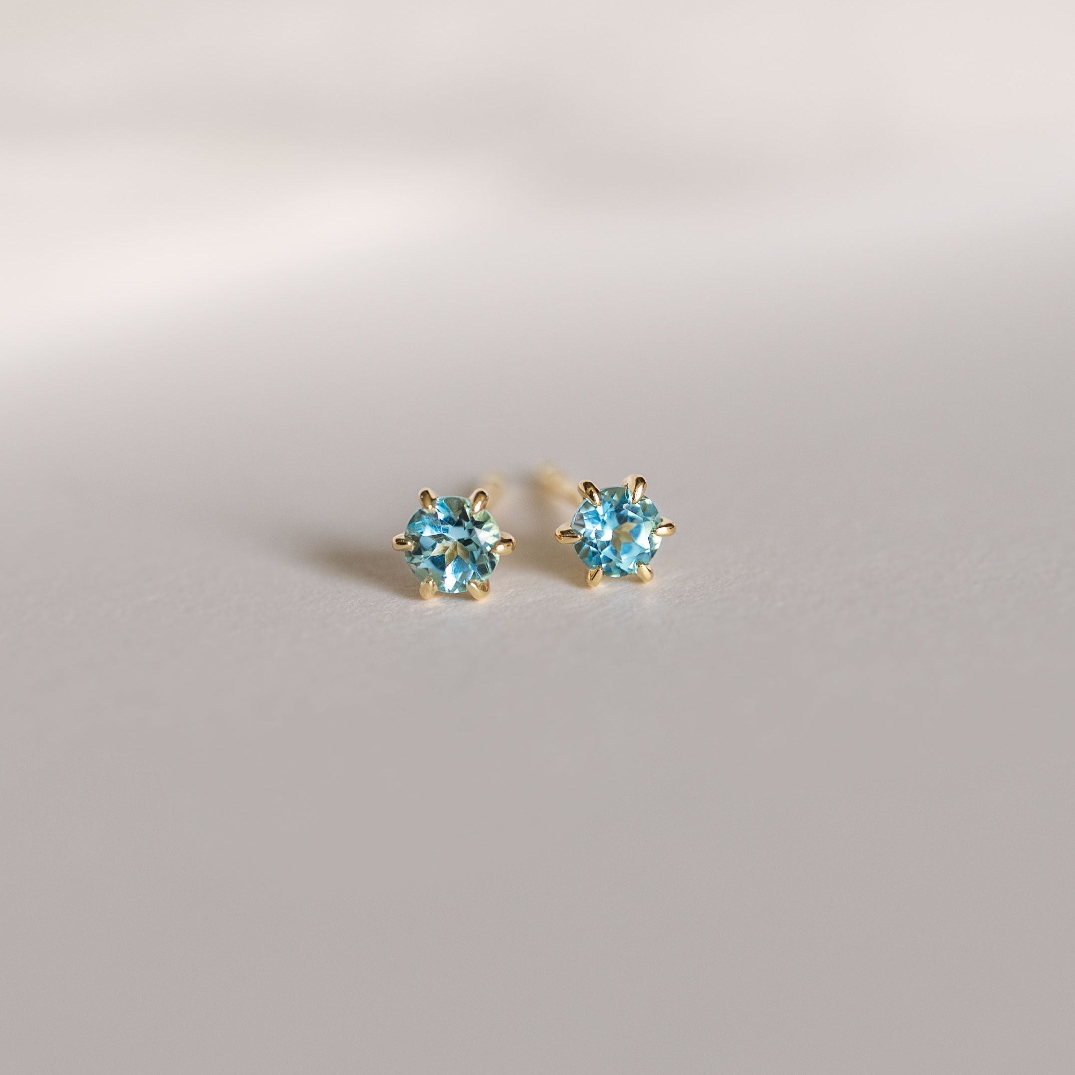 Martini set Dainty Swiss Blue Topaz December Birthstone stud earrings gold