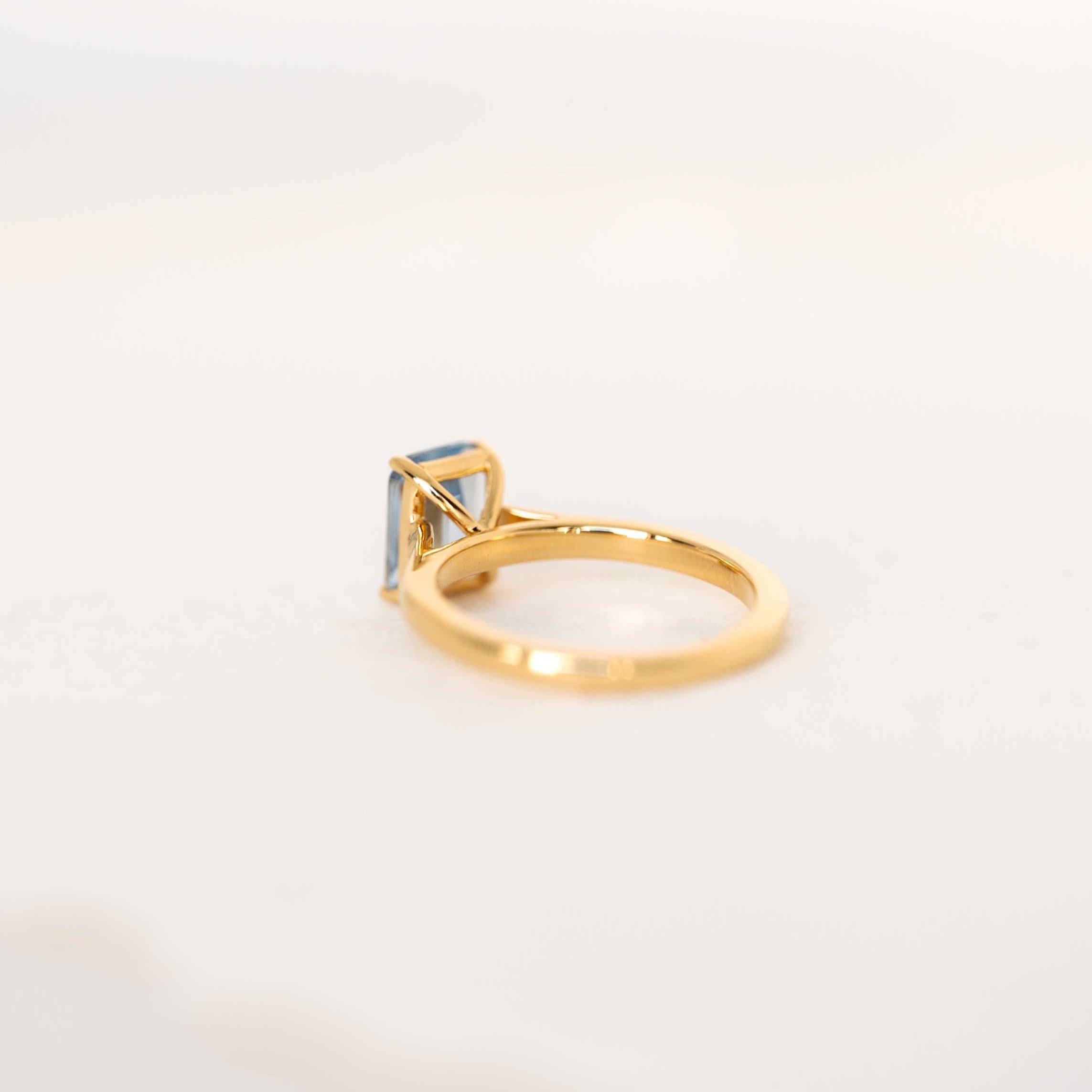 Aquamarine Ring Gold Emerald Cut