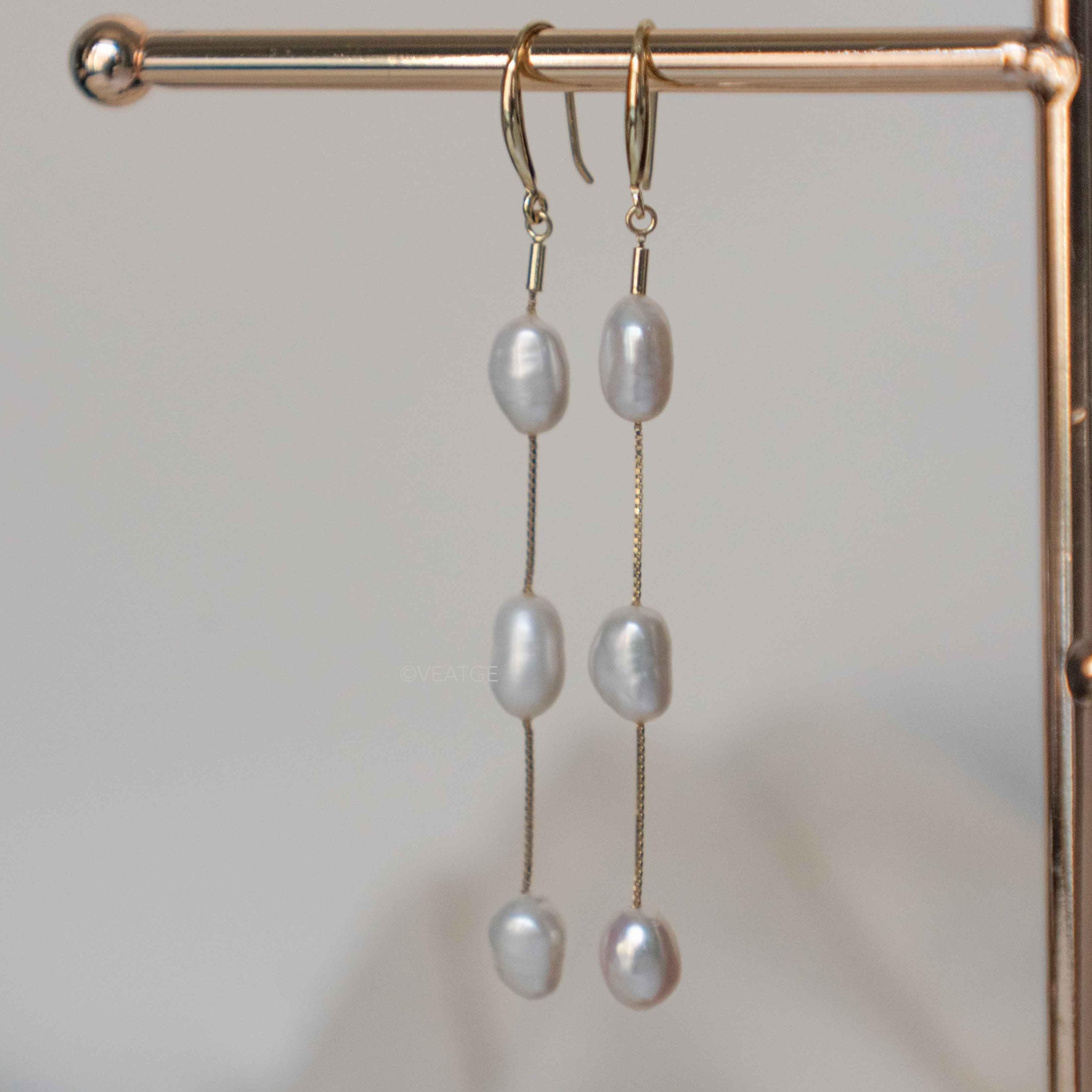 Baroque Pearl Dangle Gold Earrings Bridal Earrings, Bridesmaid Gift, Wedding Jewelry for Women, June Birthstone Birthday Gift