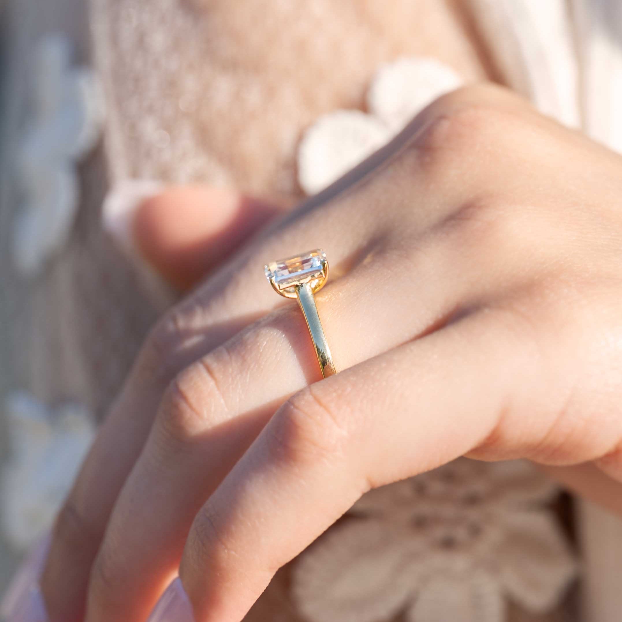 Aquamarine Ring Gold Emerald Cut