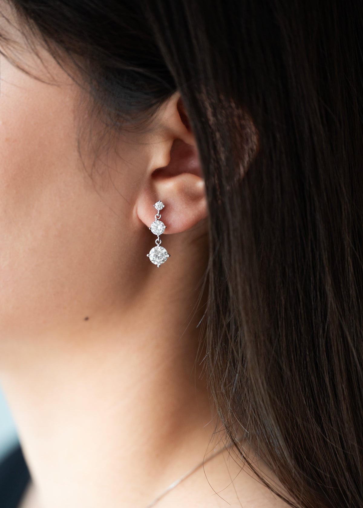 Bridal Dangle Earrings Moissanite 925 sterling silver white gold