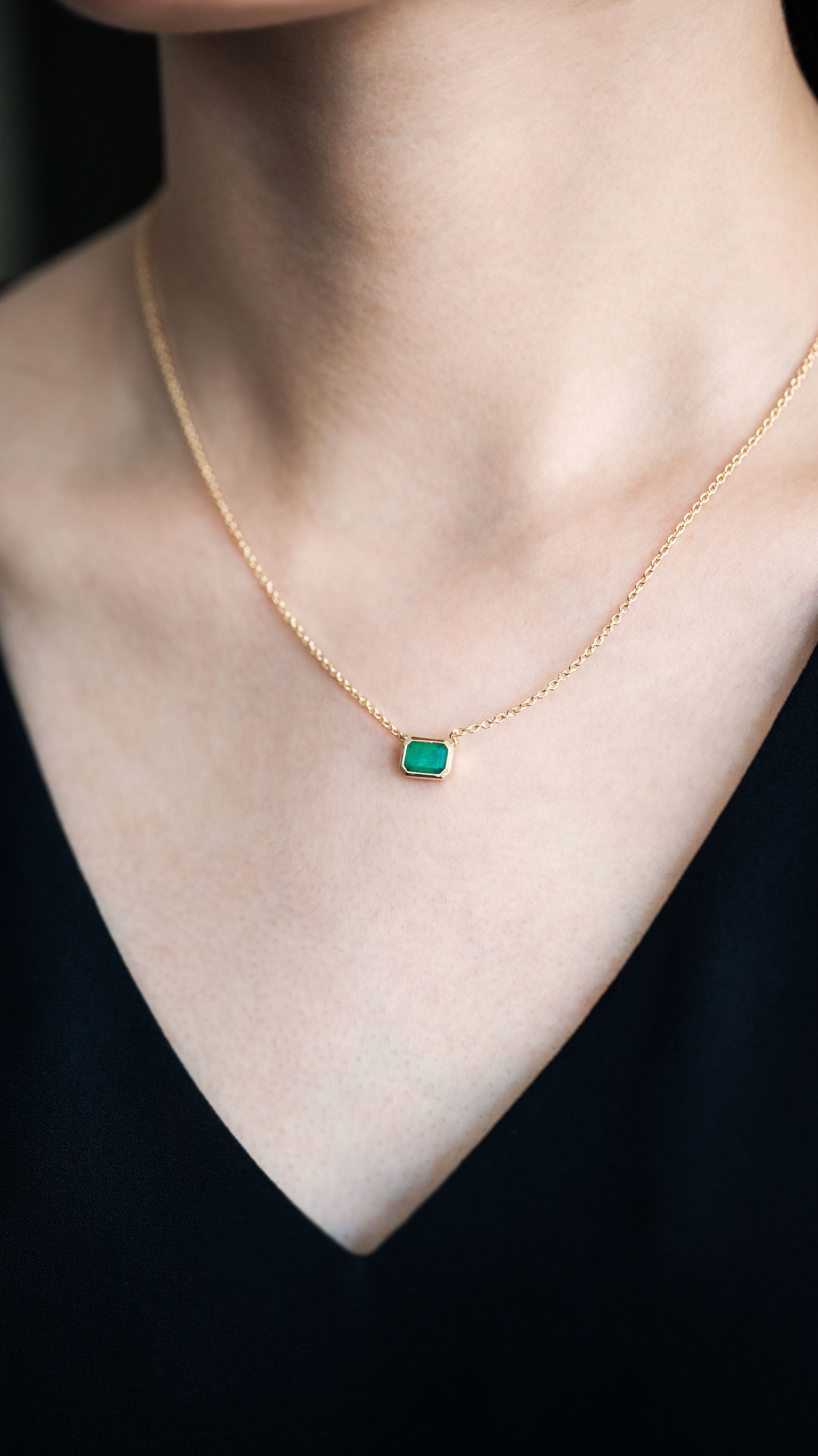 Emerald Necklace Emerald Cut 1 CT.