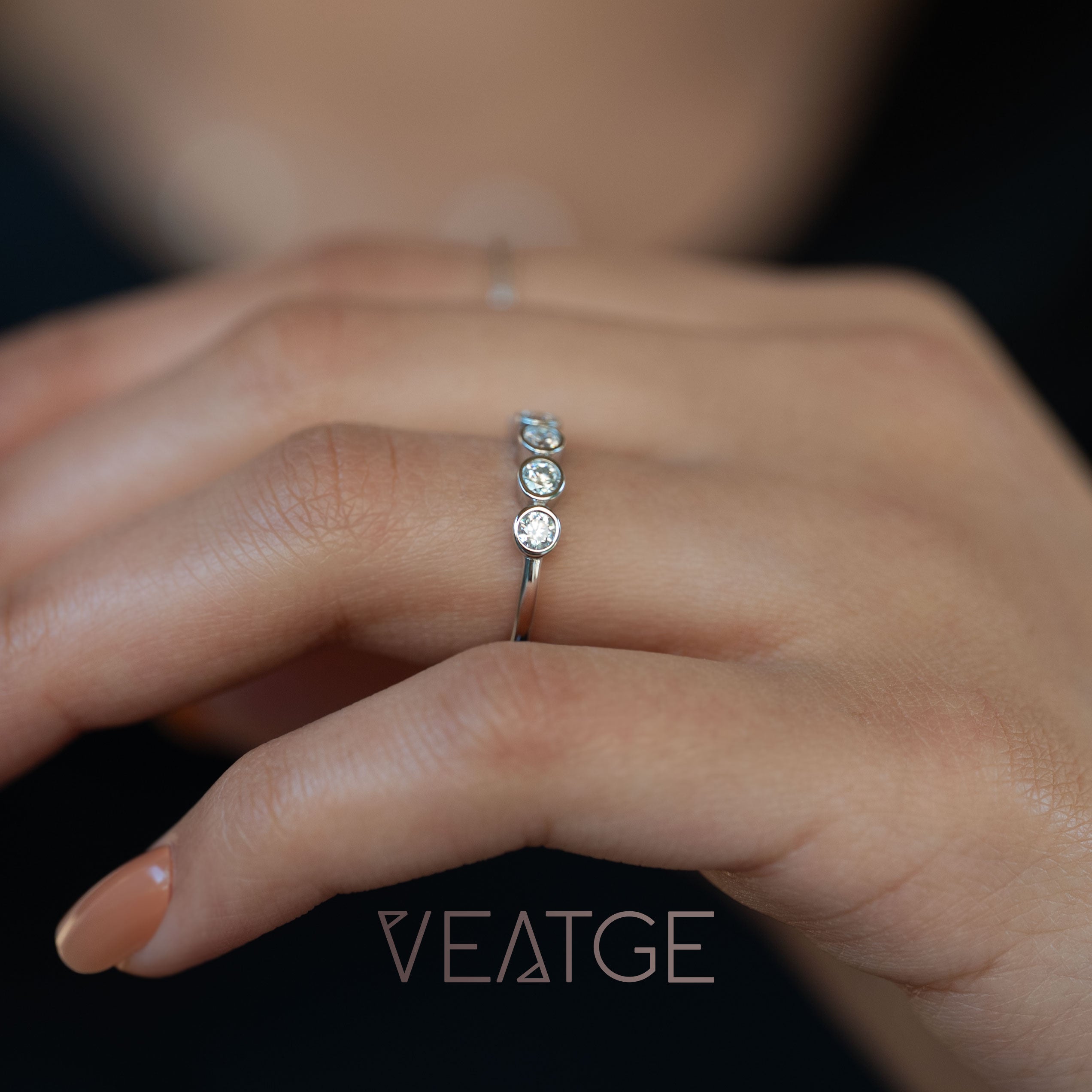 Moissanite Wedding Band Half Eternity, 5 stone Moissanite Diamond Ring Silver 925 Anti-tarnish, Simple Wedding Band for Women Birthday Gifts, 5th Anniversary Gift for Wife