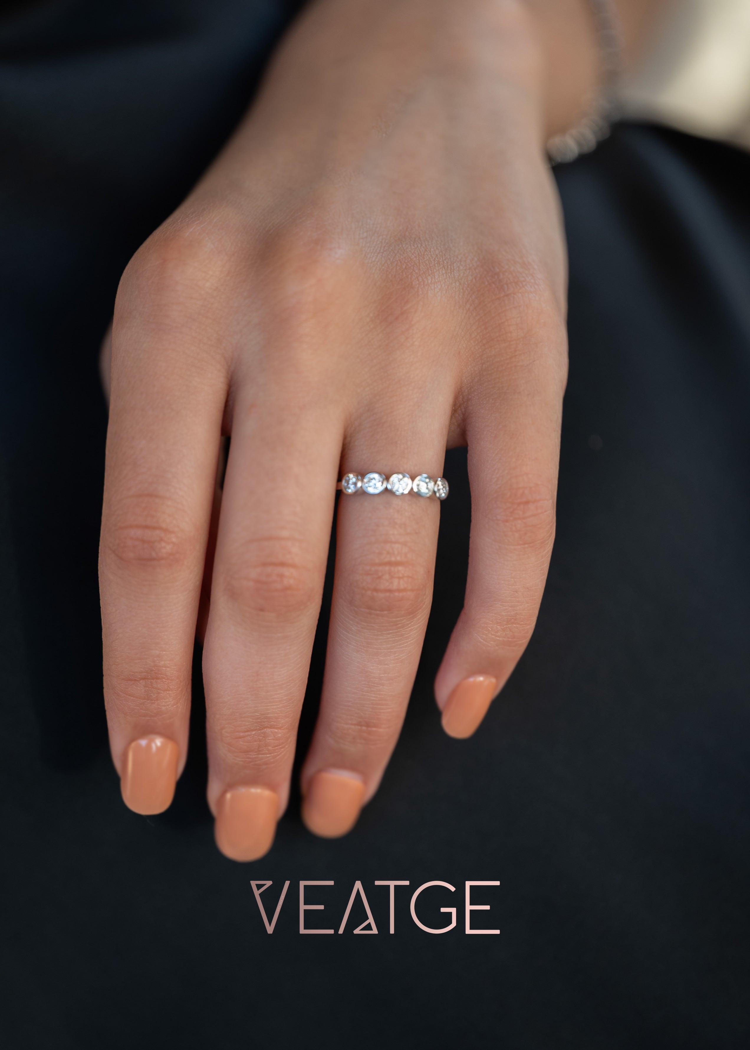 Moissanite Wedding Band Half Eternity, 5 stone Moissanite Diamond Ring Silver 925 Anti-tarnish, Simple Wedding Band for Women Birthday Gifts, 5th Anniversary Gift for Wife
