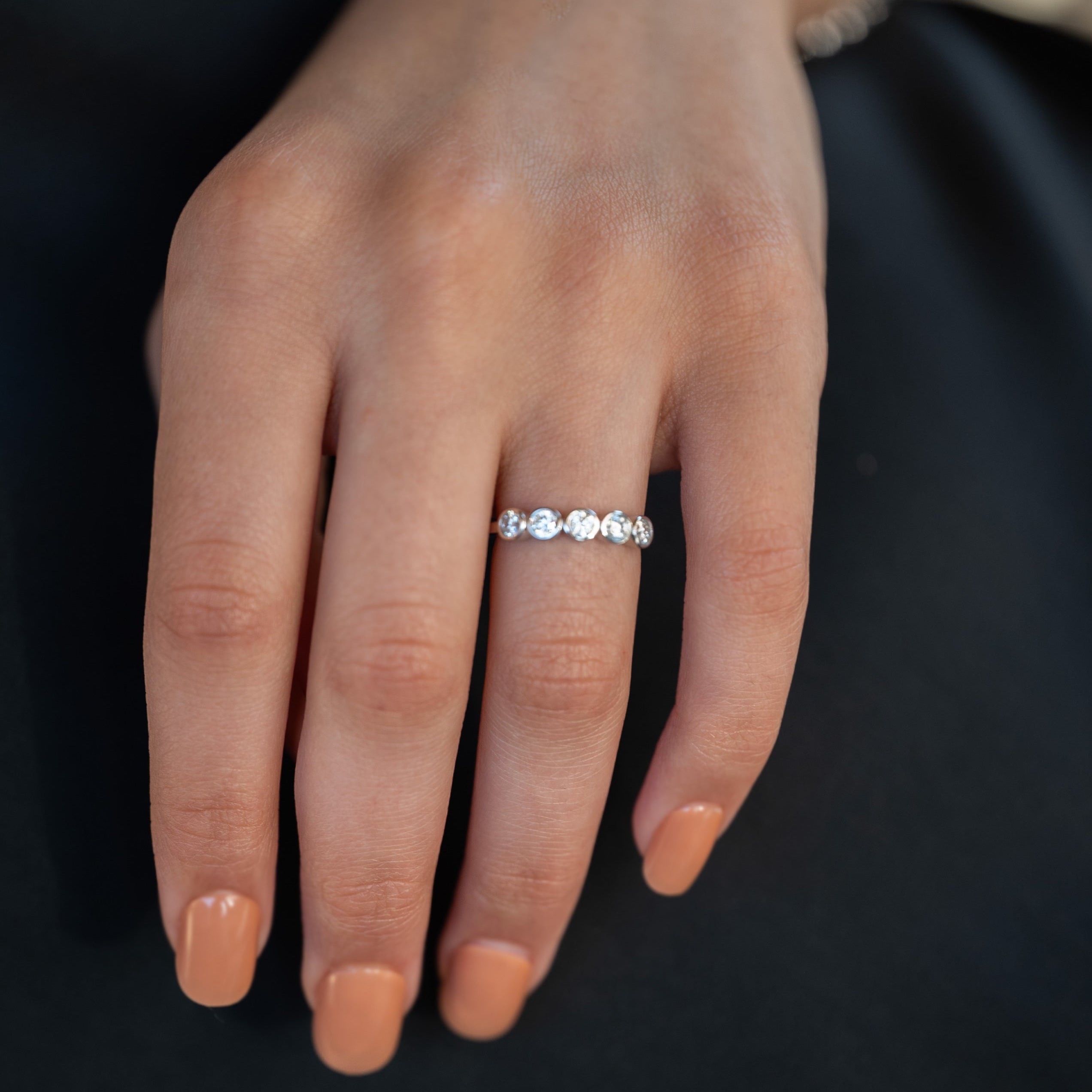 Moissanite Wedding Band Half Eternity, 5 stone Moissanite Diamond Ring Silver 925 Anti-tarnish, Simple Wedding Band for Women Birthday Gifts, 5th Anniversary Gift for Wife