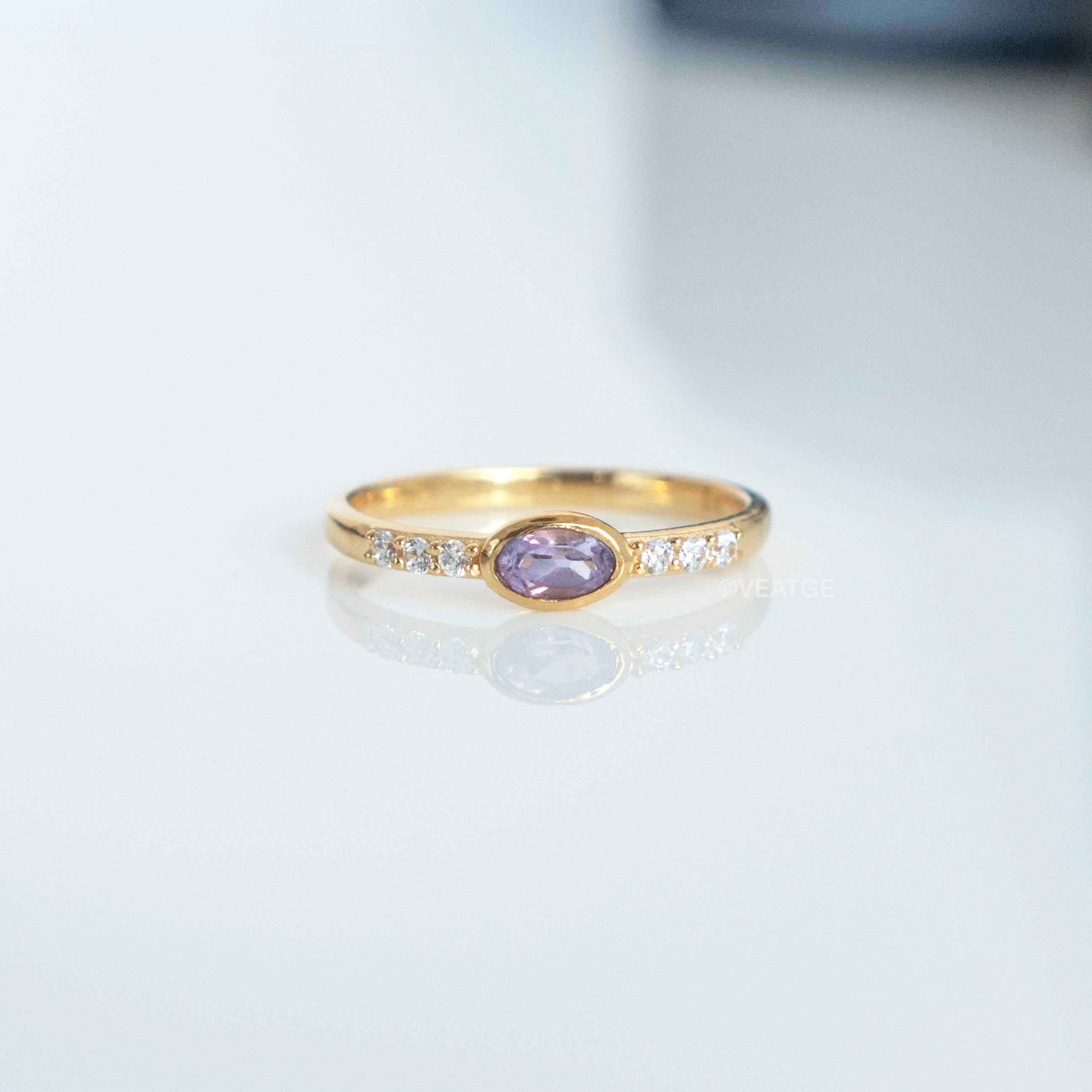 Real Amethyst Stacking Band Ring