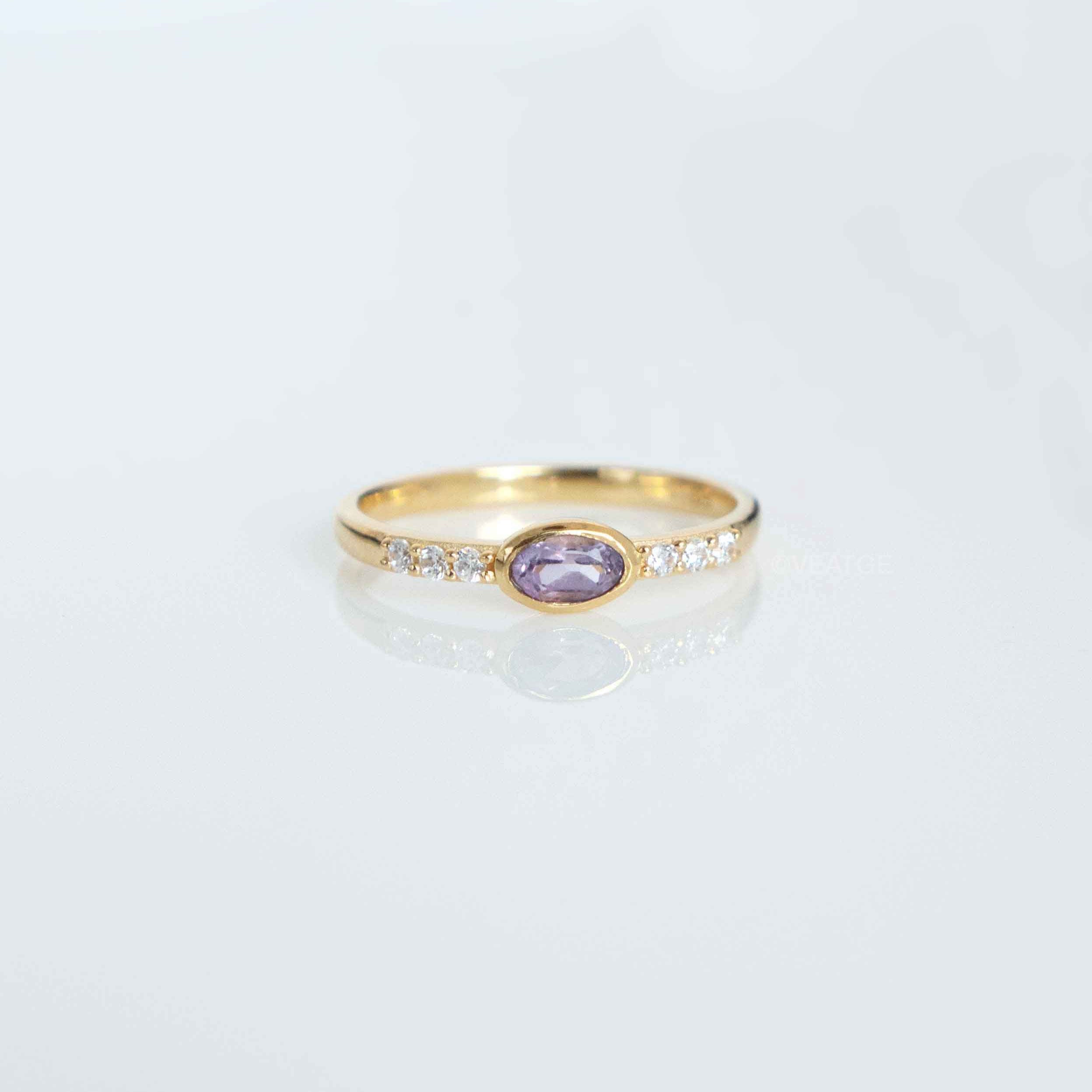 Real Amethyst Stacking Band Ring