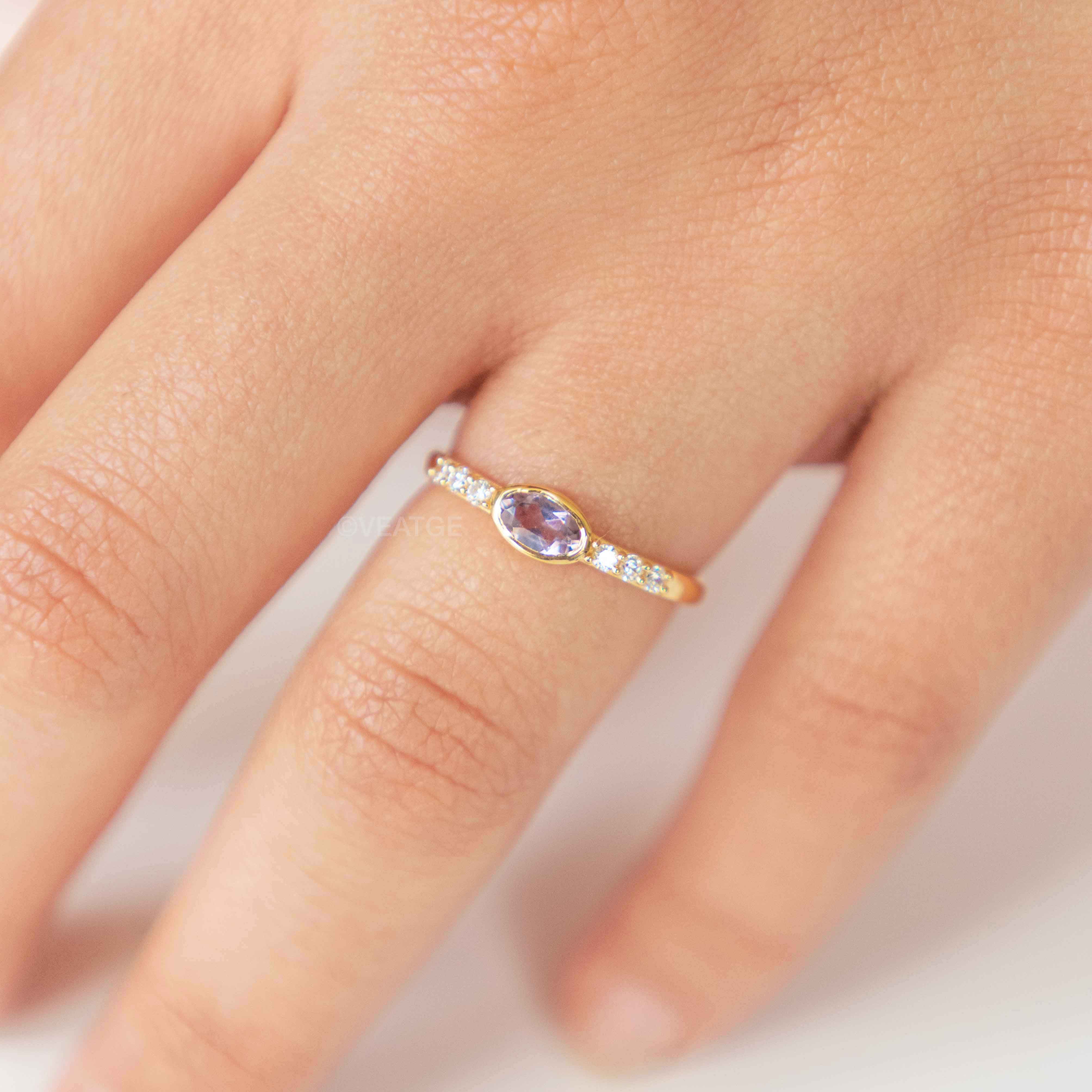 Real Amethyst Stacking Band Ring