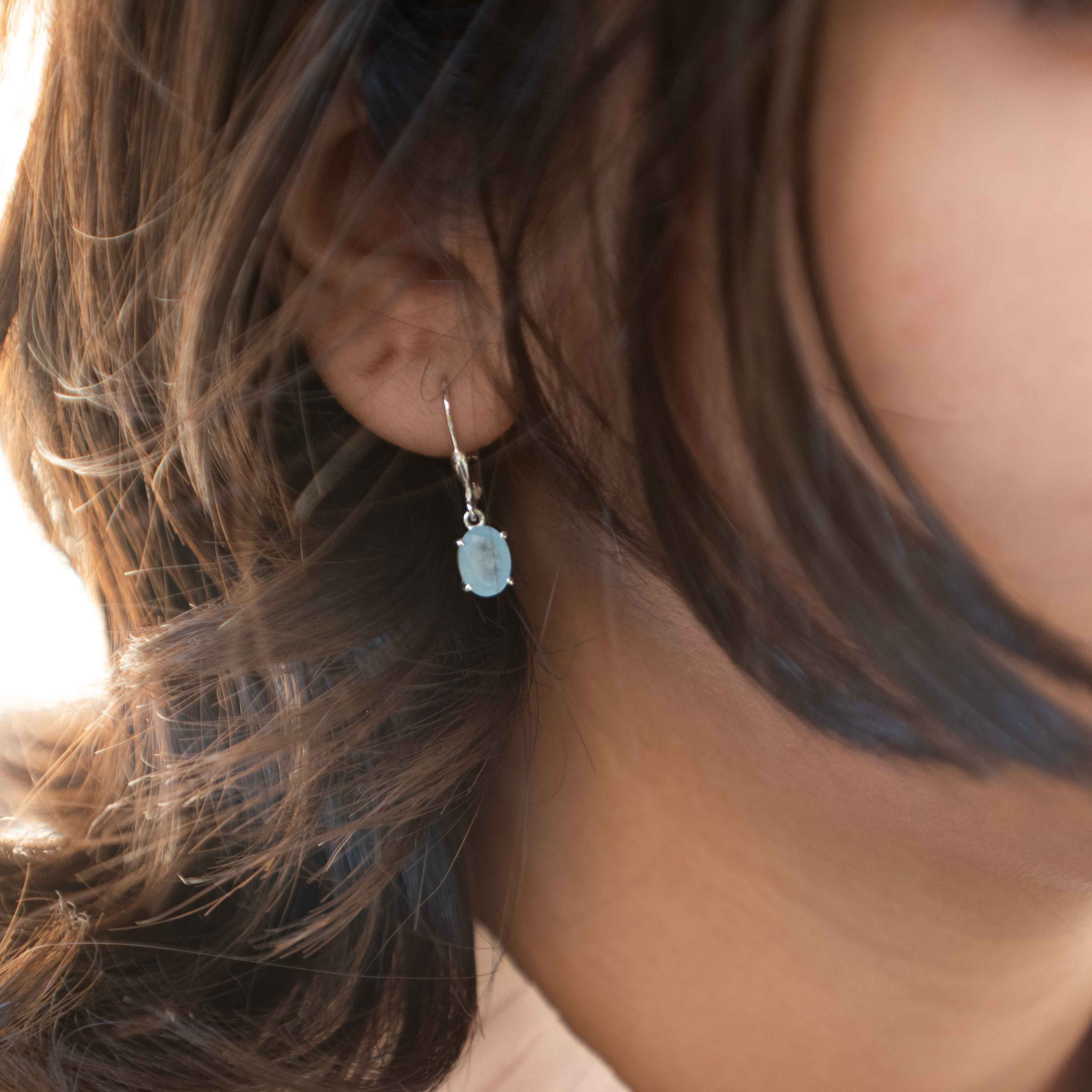 Aquamarine Dangle Earrings Minimal 14k gold drop march birthstone natural aquamarine authentic