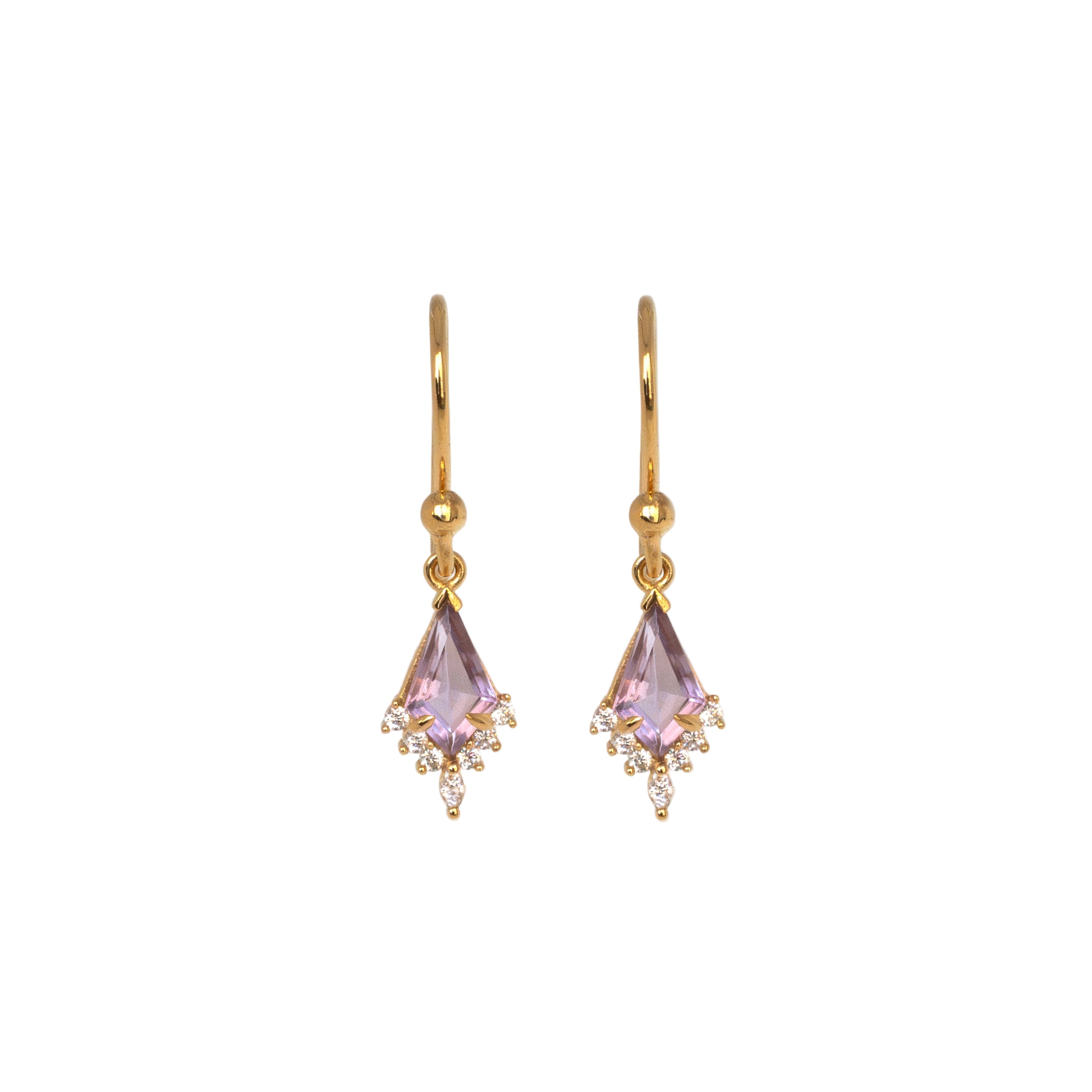 Amethyst Dangle Drop Earrings 14k Gold February Birthstone Birthday Gift for Women