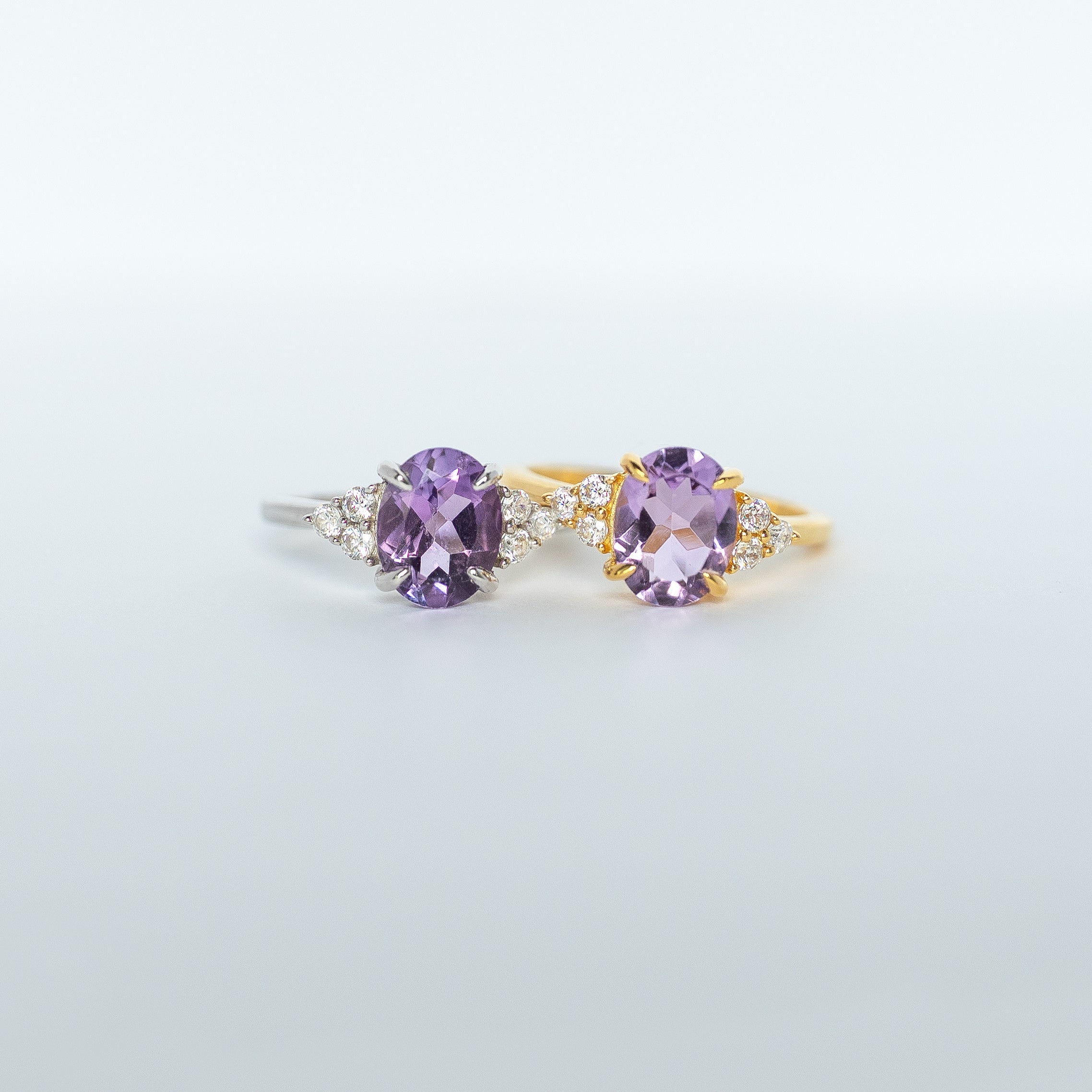 Silver 925 Amethyst ring February Birthstone Natural Genuine Gemstone Engagement Rings for Women