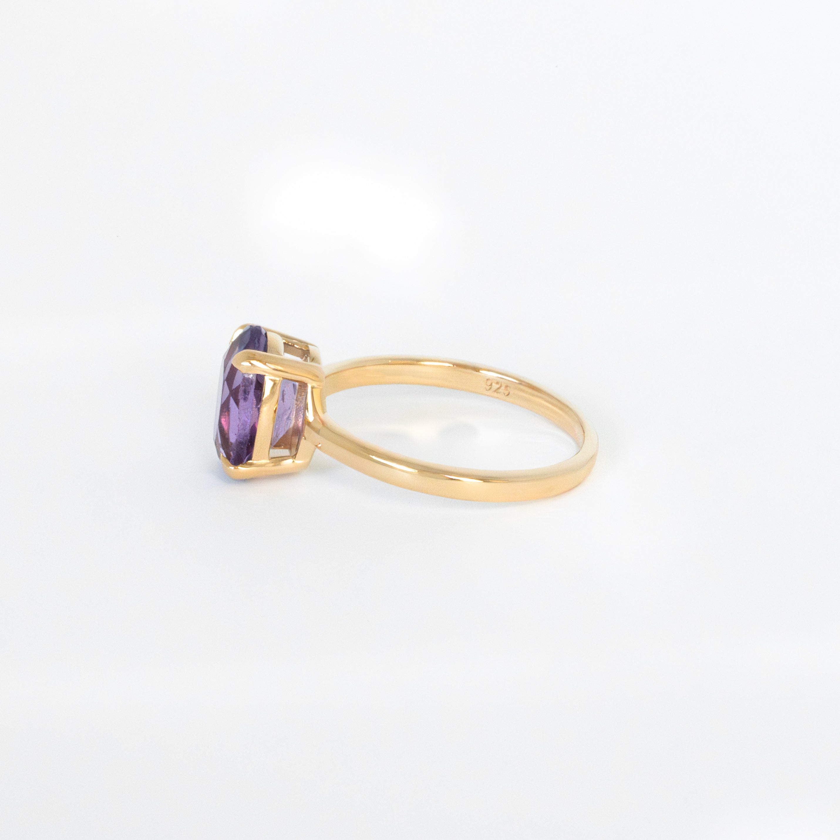 Large Amethyst Ring 14k Gold Vermeil, Oval Natural Real Genuine Gemstone Engagement Ring for Women, Promise Ring, Proposal Ring for Girlfriend Wife Her, Mom Birthday Gift February Birthstone
