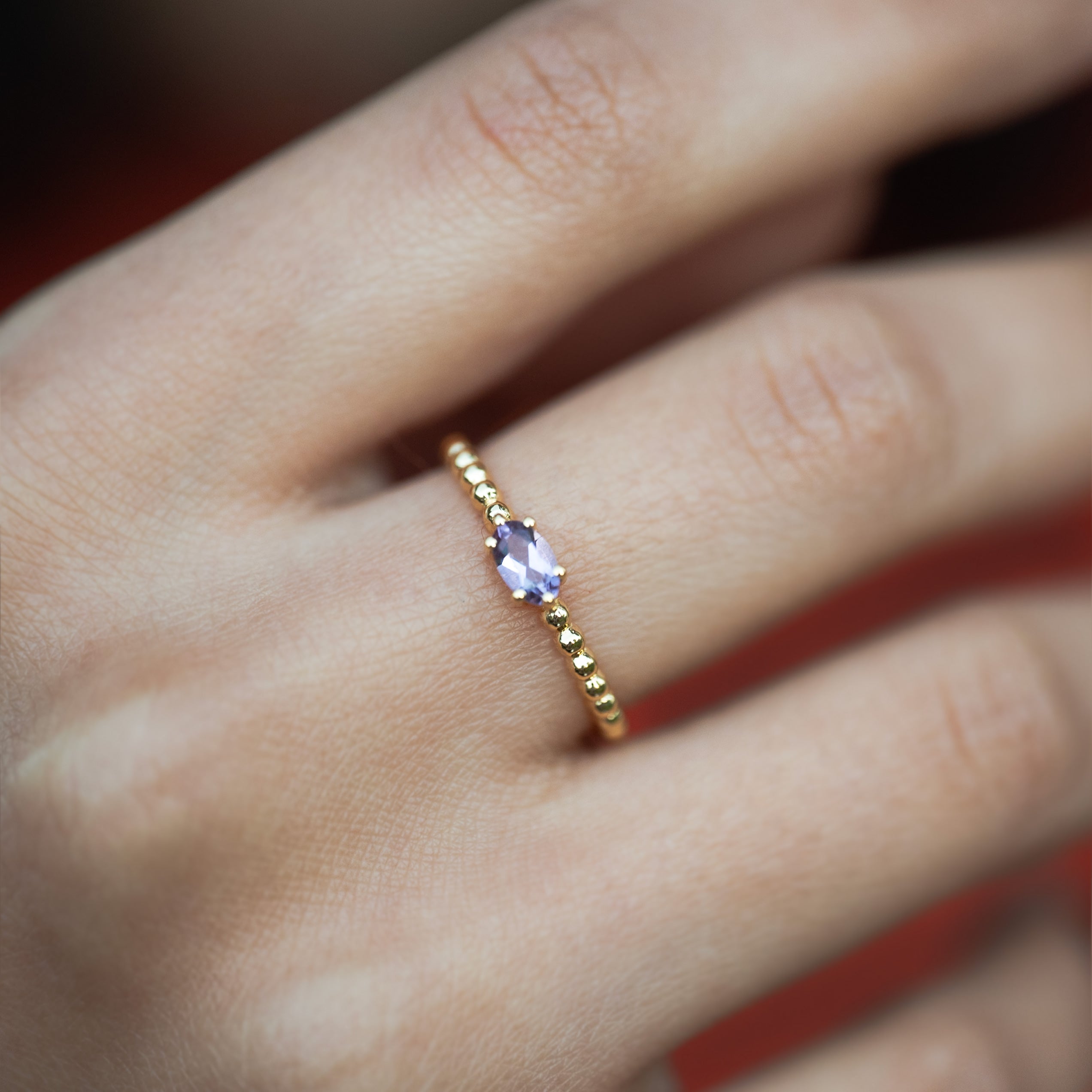 February Birthstone - Amethyst Beaded Ring