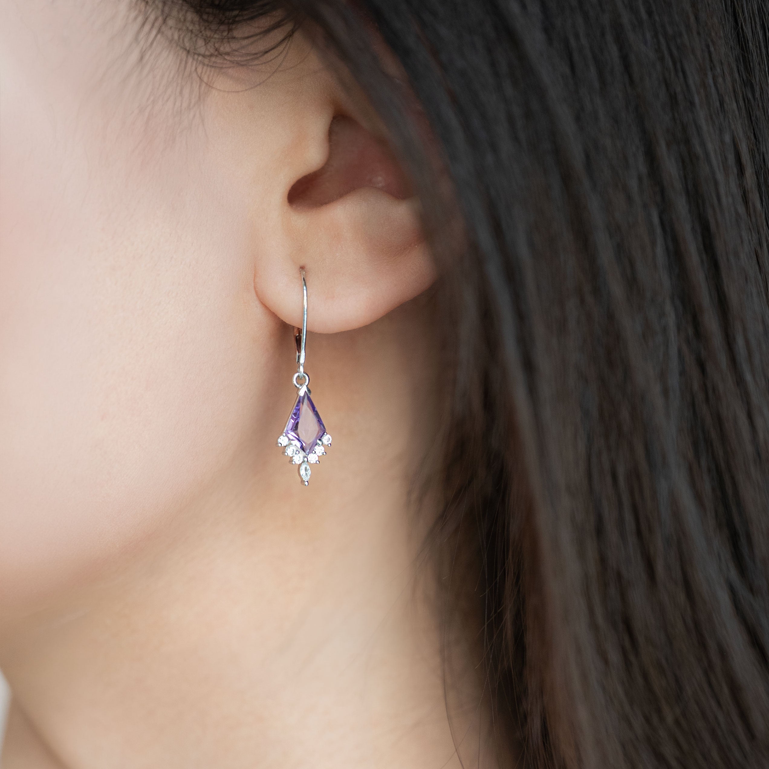 Amethyst Kite Dangle Earrings