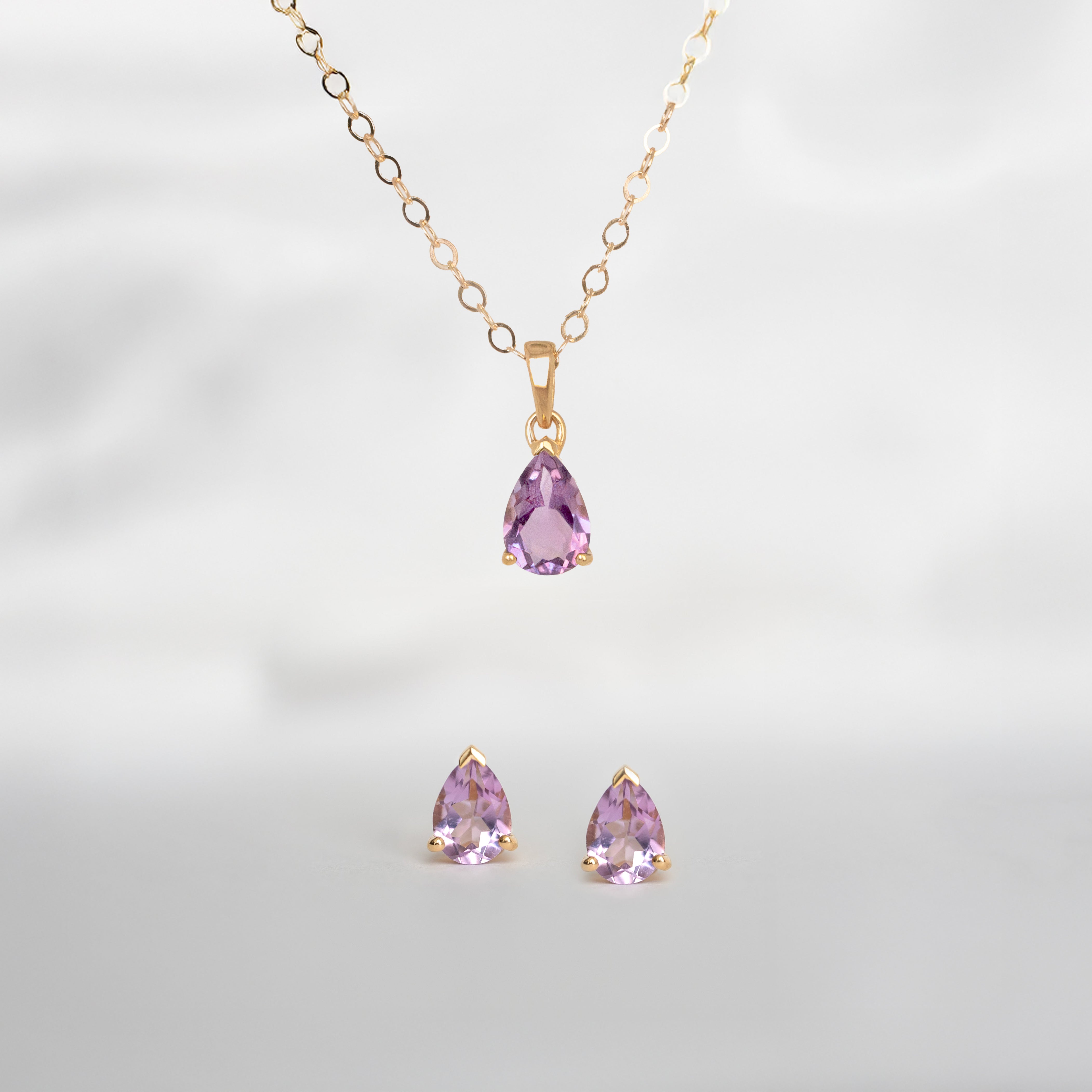 Amethyst Pear Necklace and Earring Gift Set