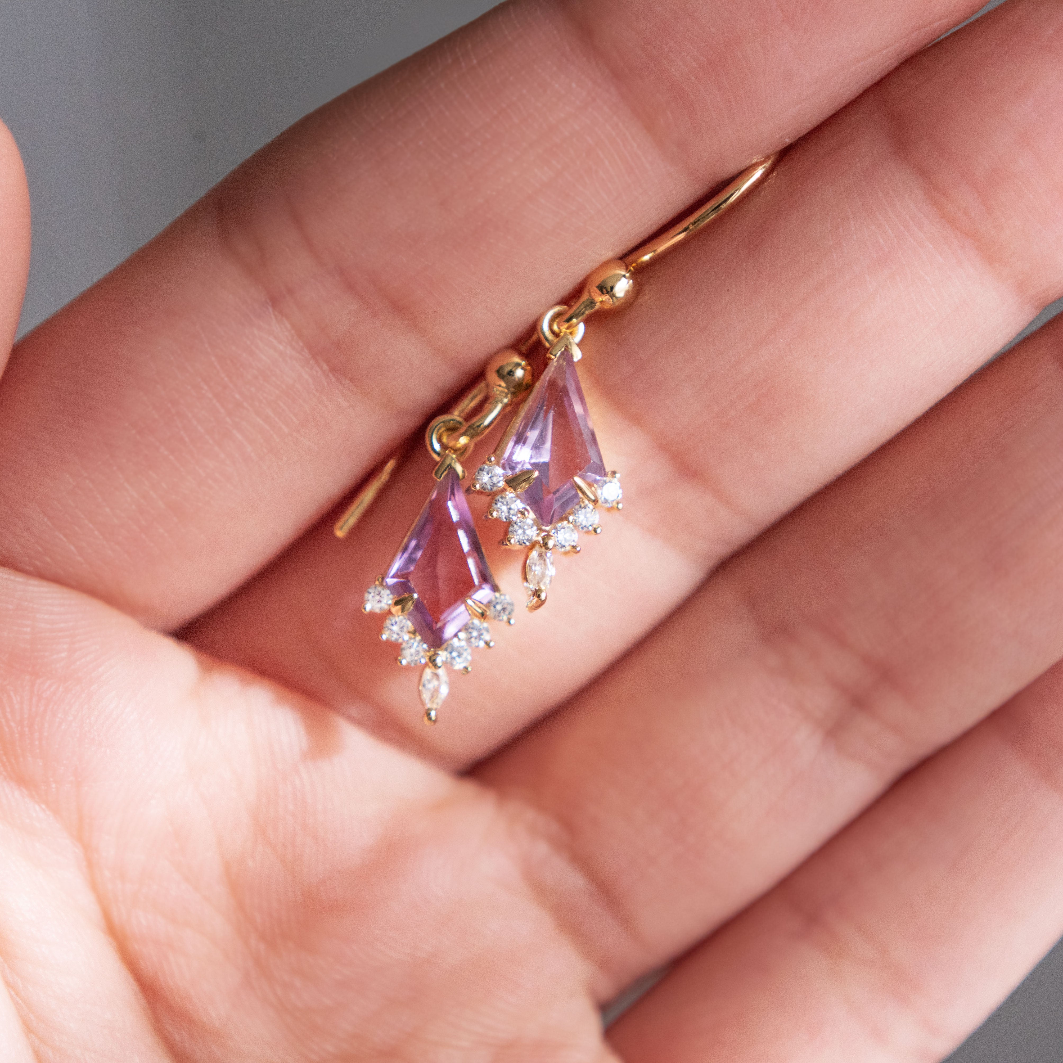 Amethyst Kite Dangle Earrings