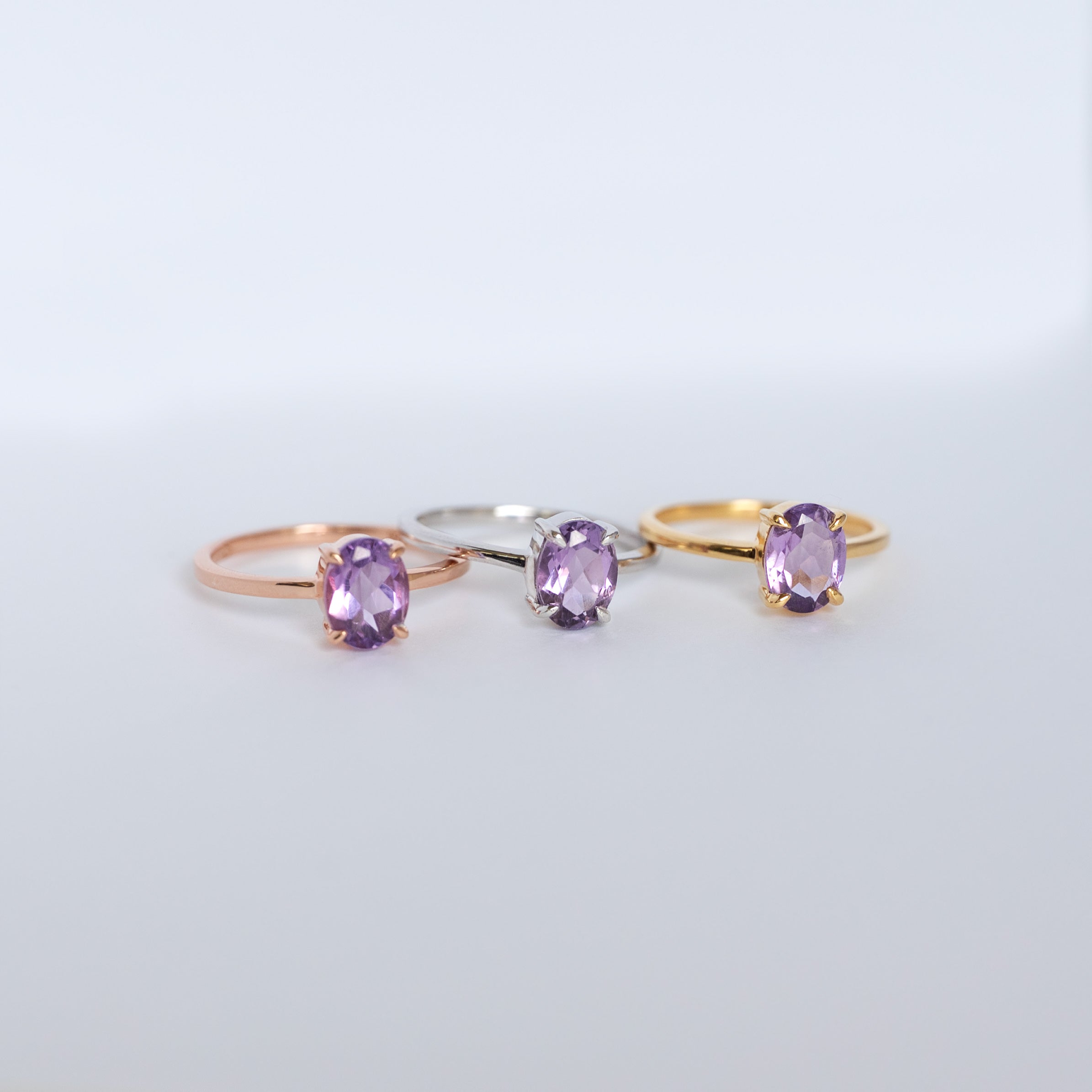 Amethyst Ring i 14k Gold Vermeil Minimalist Engagement Promise Rings