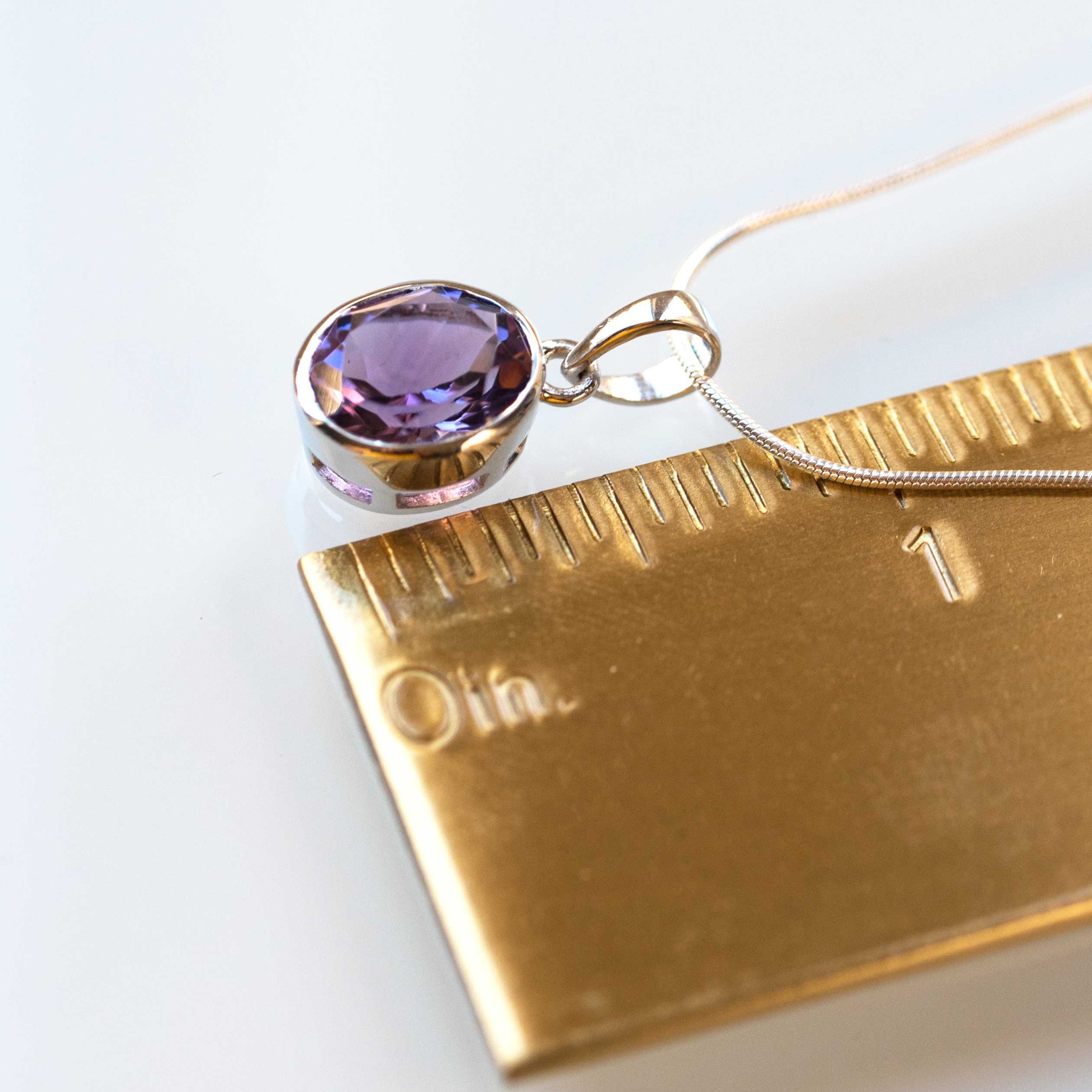 Amethyst Sterling Silver Necklace Genuine Natural Pendant Large