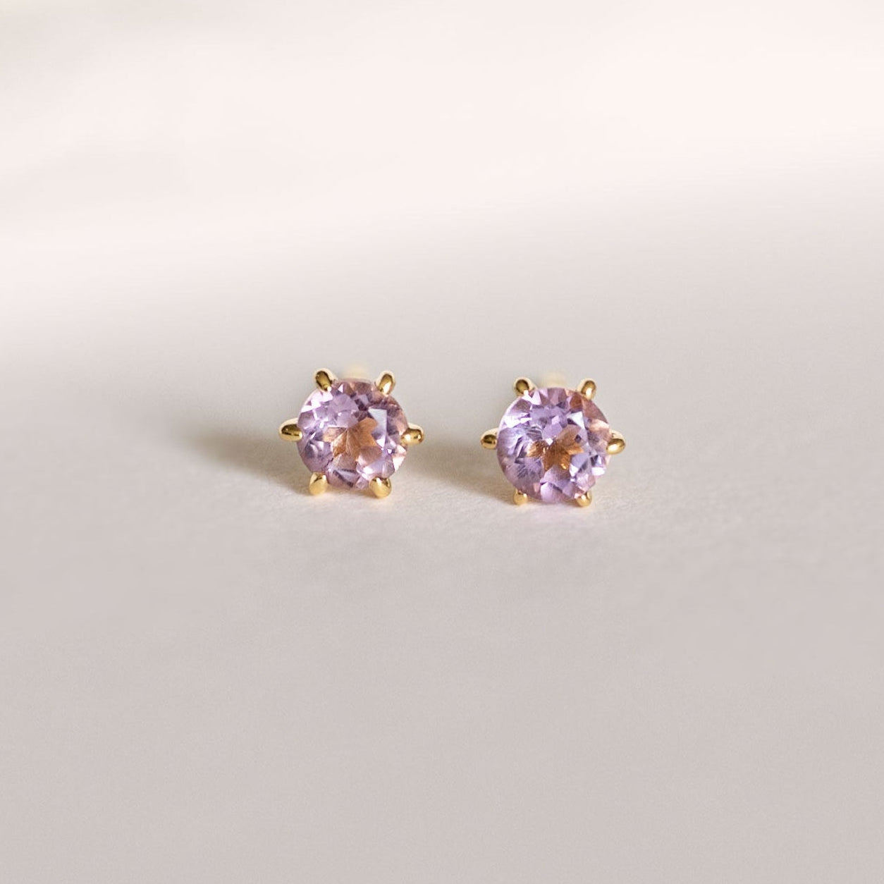 Amethyst Stud Earrings Dainty Small Minimalist 14k Gold, February Birthstone, Birthday Gifts for girls, second piercing studs