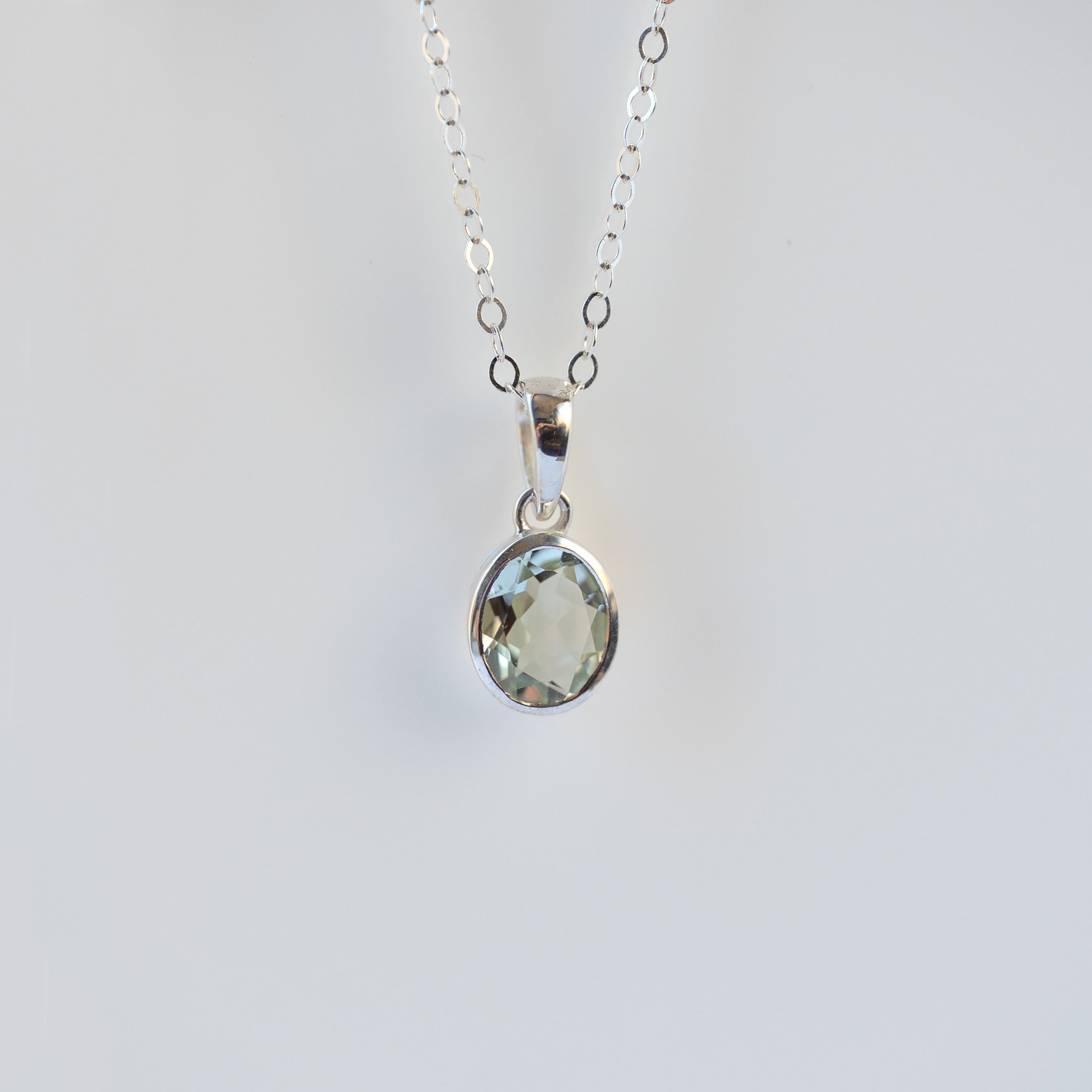 Green Amethyst Oval Necklace