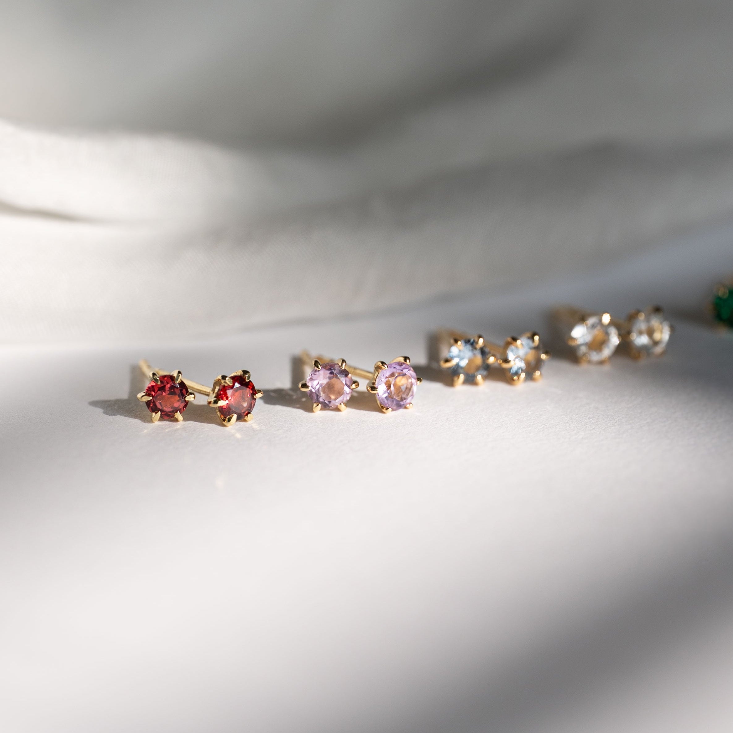 Amethyst Stud Earrings Dainty Small Minimalist 14k Gold, February Birthstone, Birthday Gifts for girls, second piercing studs