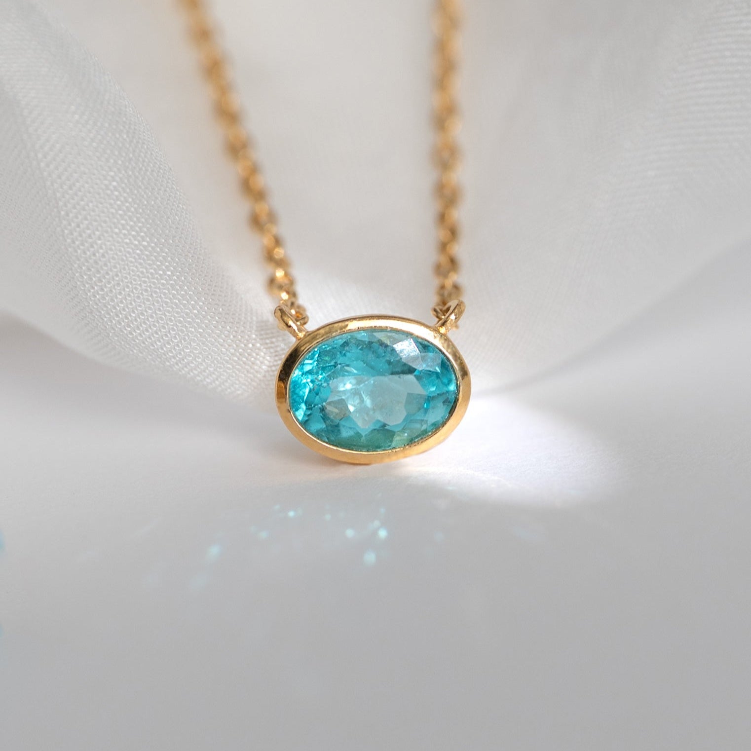 Blue Green Apatite Unique Gemstone Necklace in 14k gold vermeil