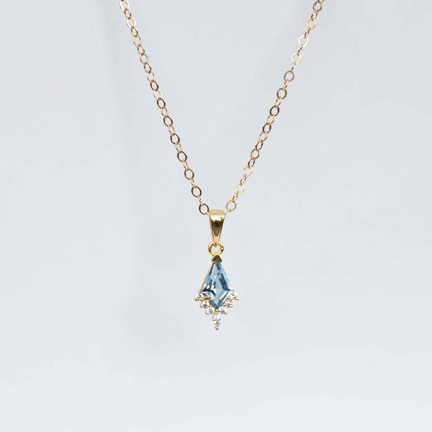 Aquamarine Kite Necklace gold