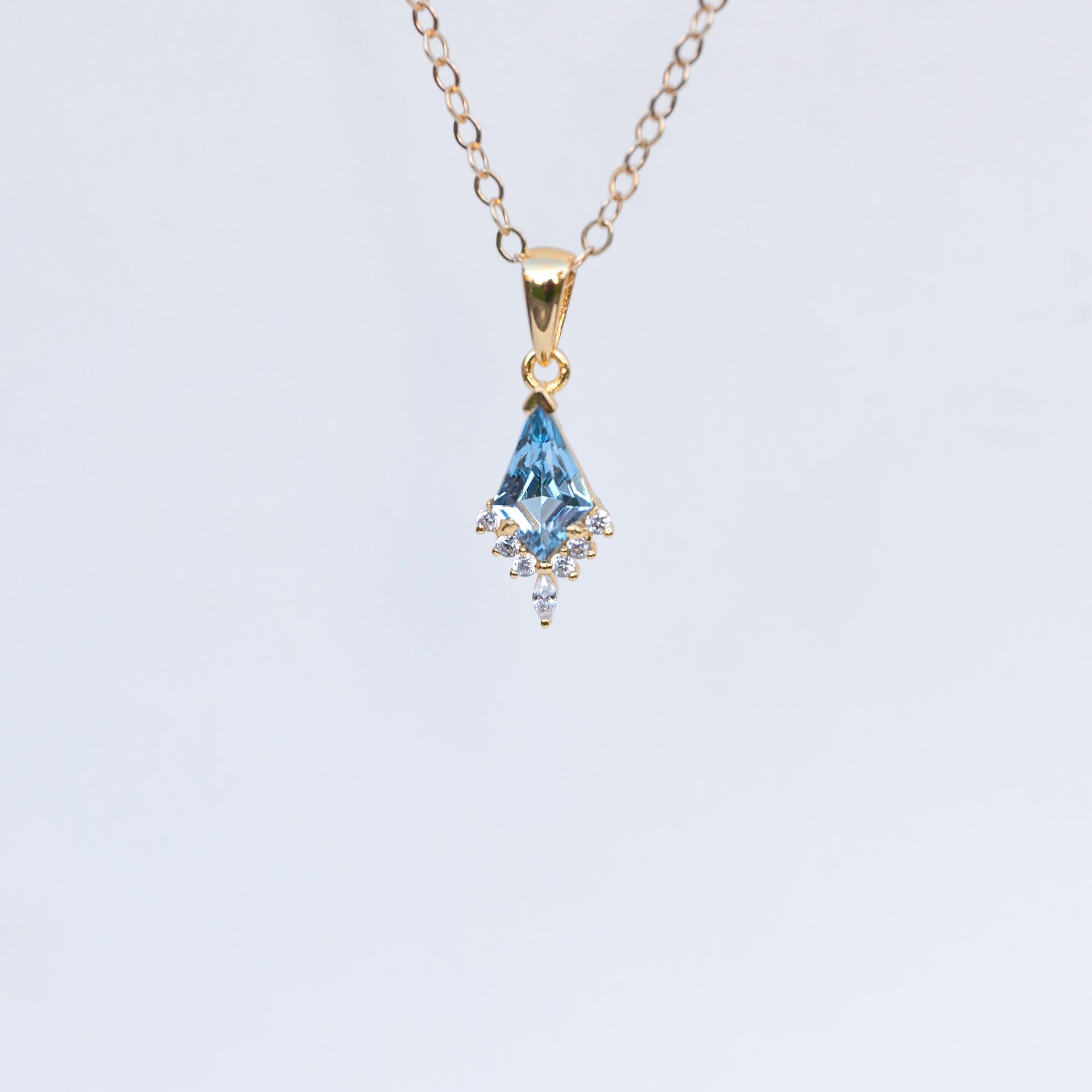 Aquamarine Kite Necklace gold