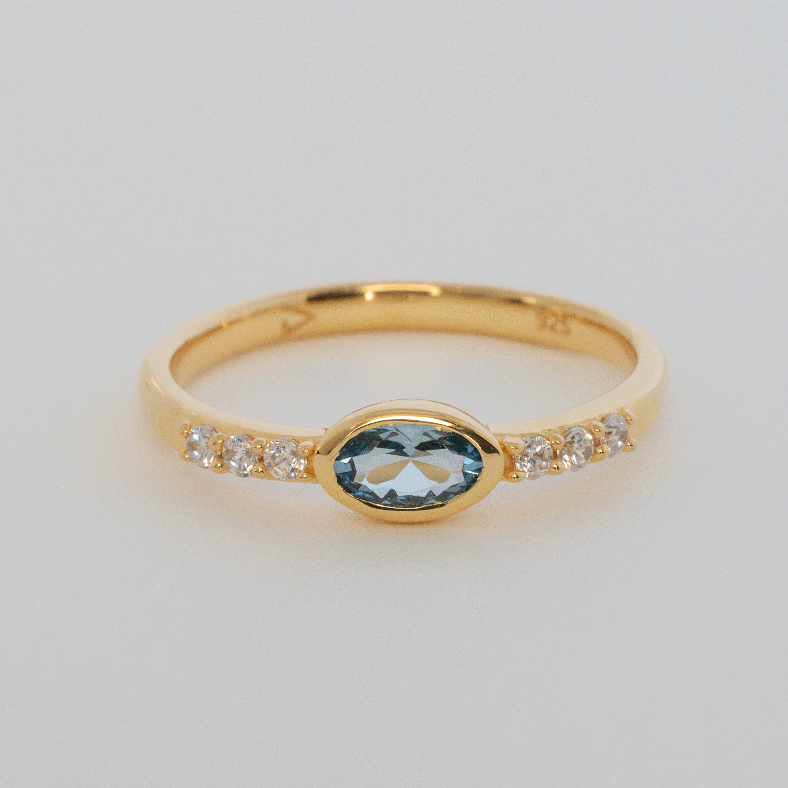 Aquamarine Ring 14k Gold Vermeil, Dainty Gold Wedding Bands for Women, March Birthstone Birthday Gifts for Her