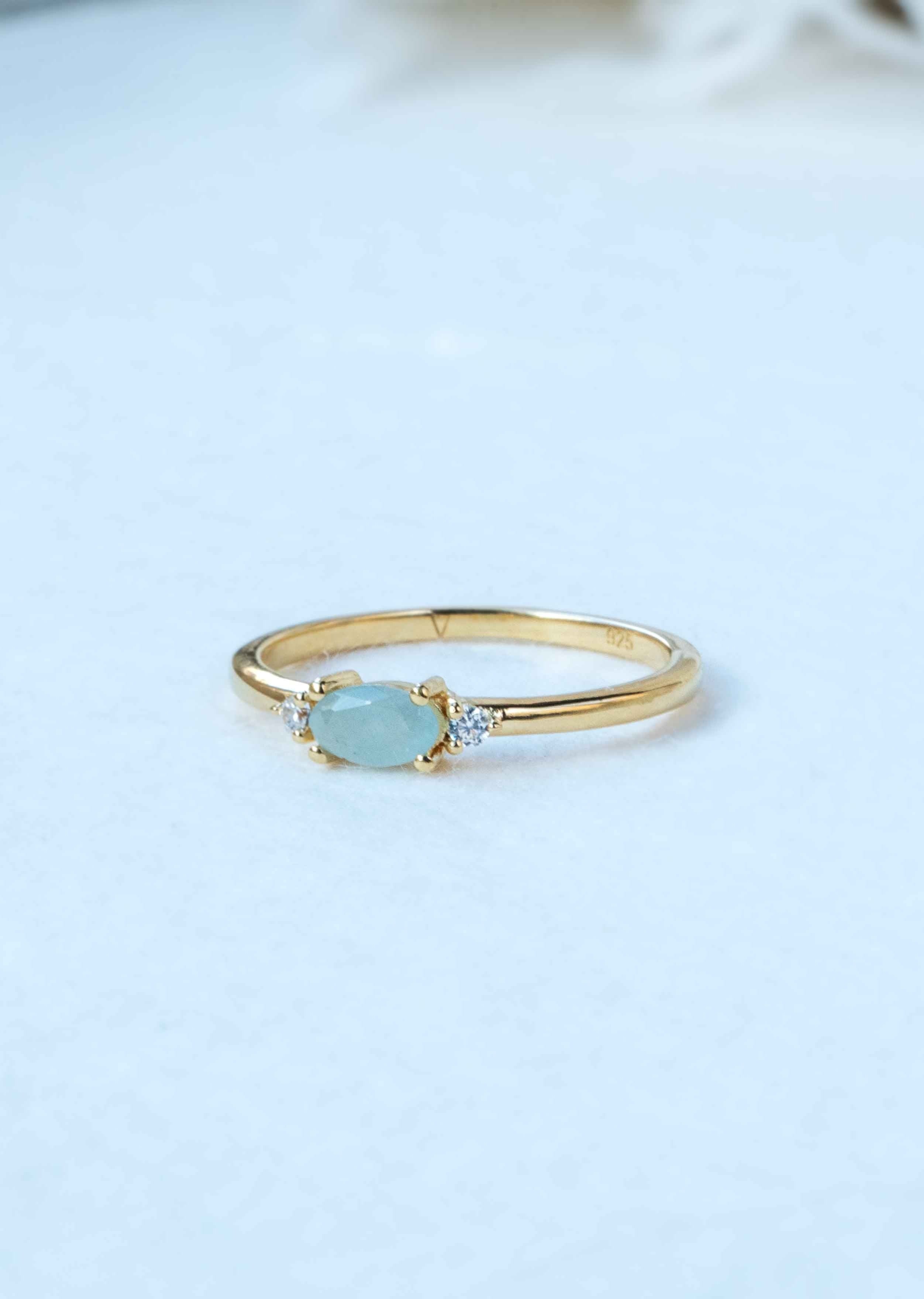 March Birthstone - Aquamarine Stacking Ring