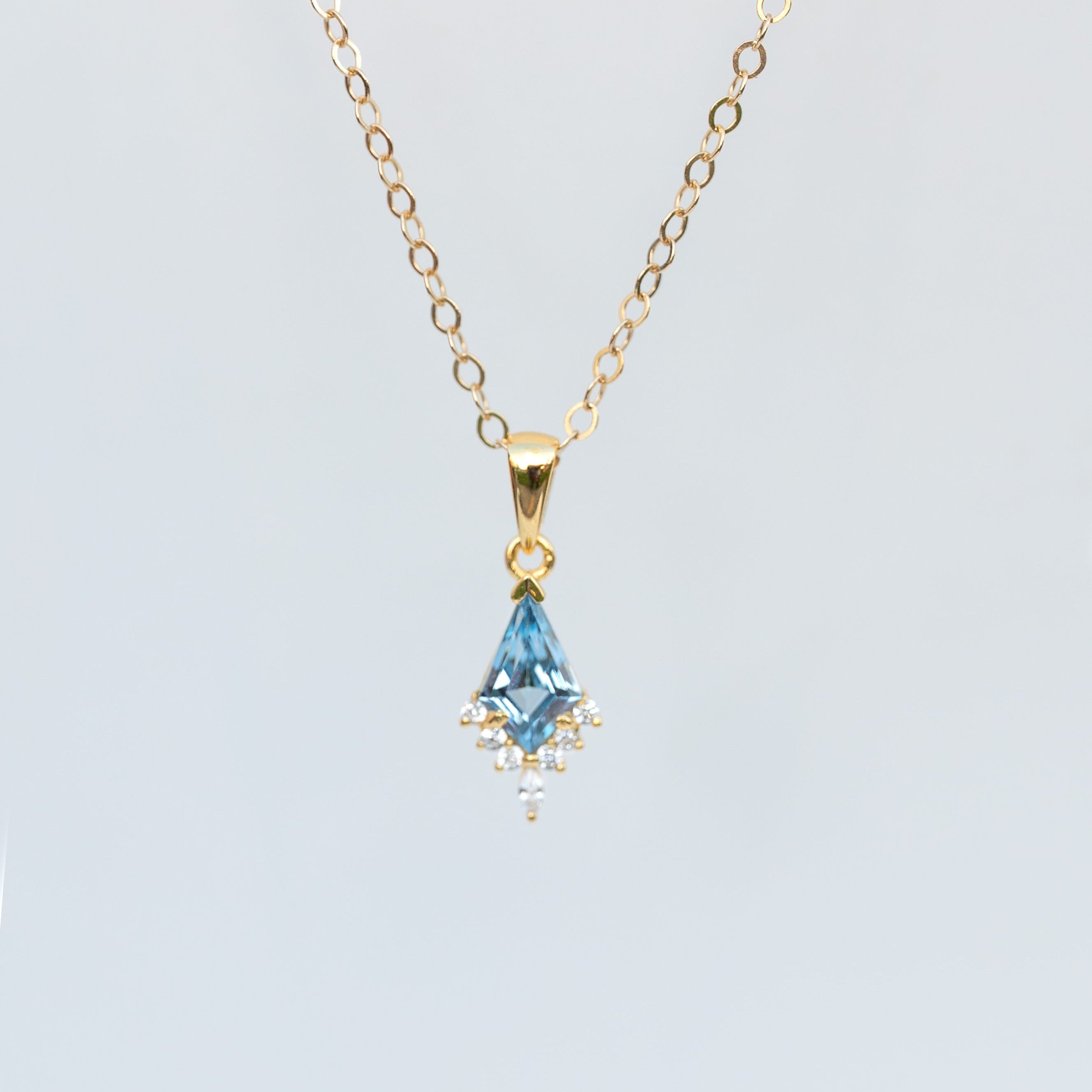 Aquamarine Kite Necklace gold