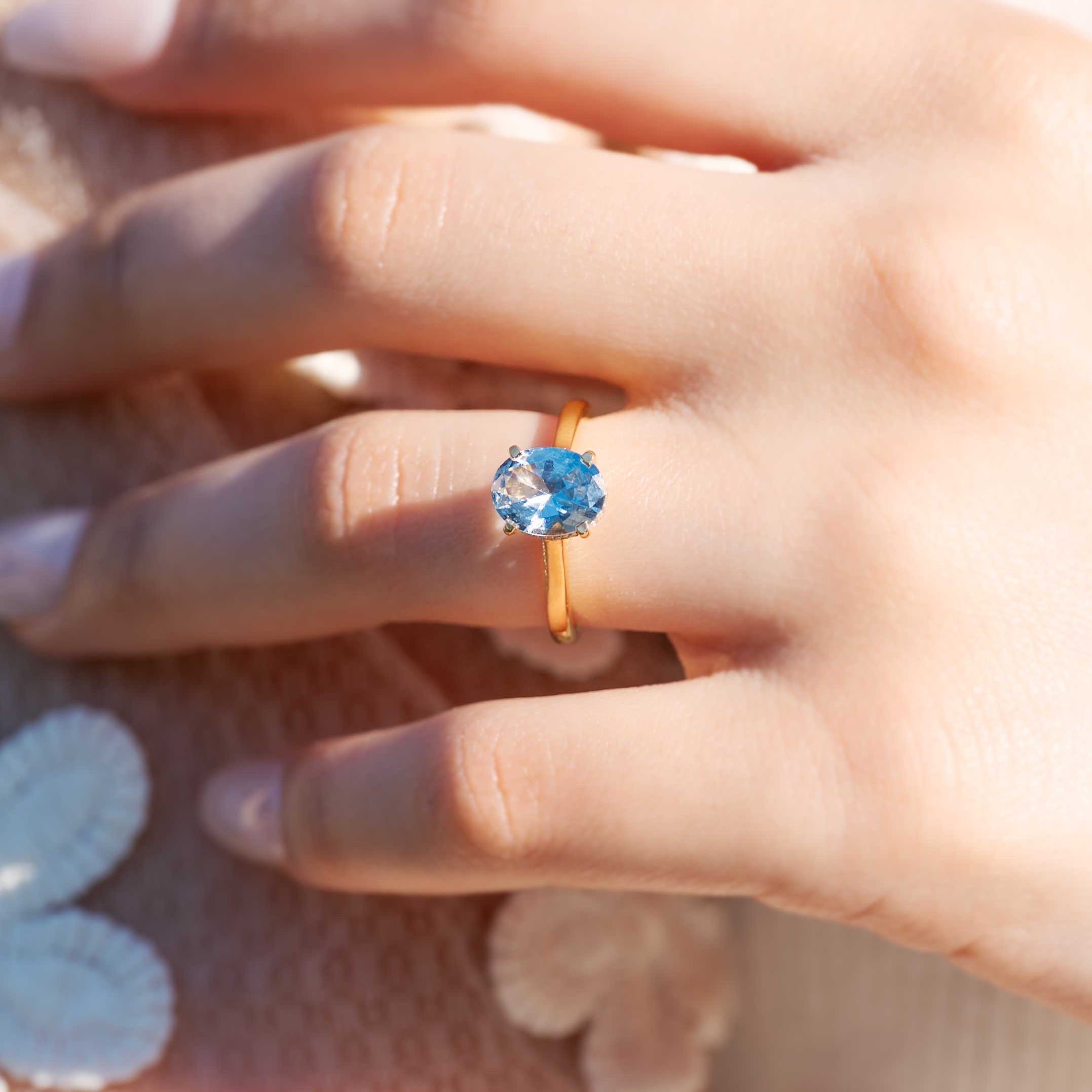 Aquamarine Ring Hidden Halo