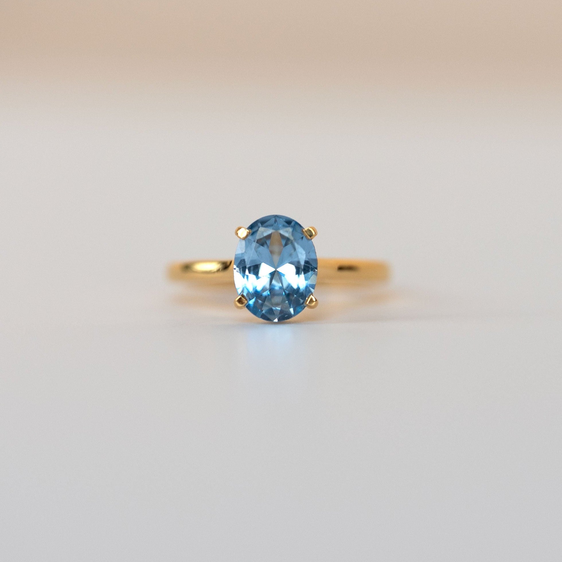 Aquamarine Engagement Ring Hidden Halo, March Birthstone, Birthday Anniversary Gifts, 14k Gold Vermeil, Something Blue Wedding Jewelry
