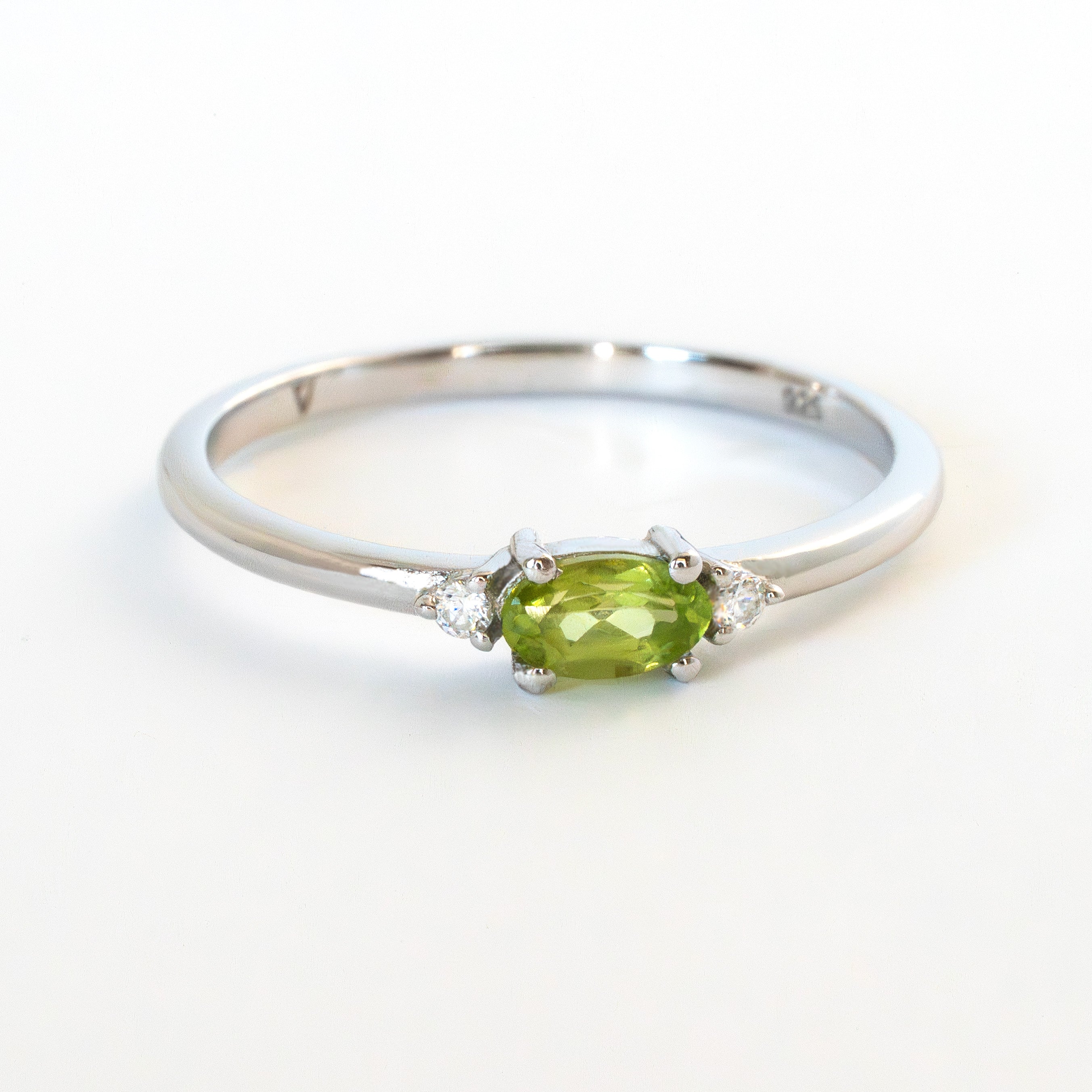 August Birthstone Ring Natural Peridot in 925 Sterling Silver, Dainty Stacking Birthstone Rings, Gifts for Women