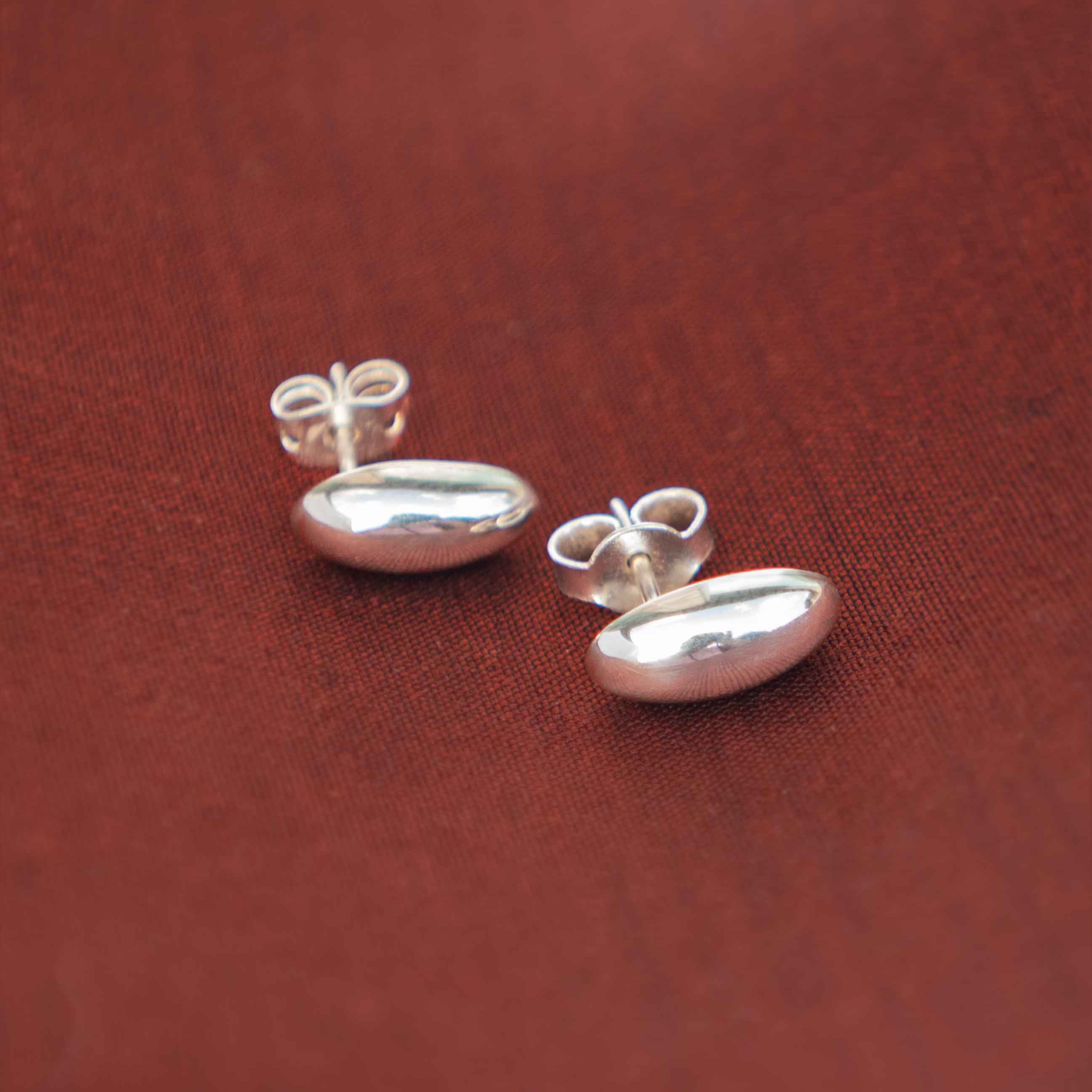 Bean Stud Earrings in 925 Sterling Silver, Unique Large Everyday Statement Earrings Studs, Gift for Best Friend Mom, Girlfriend Sister Gift