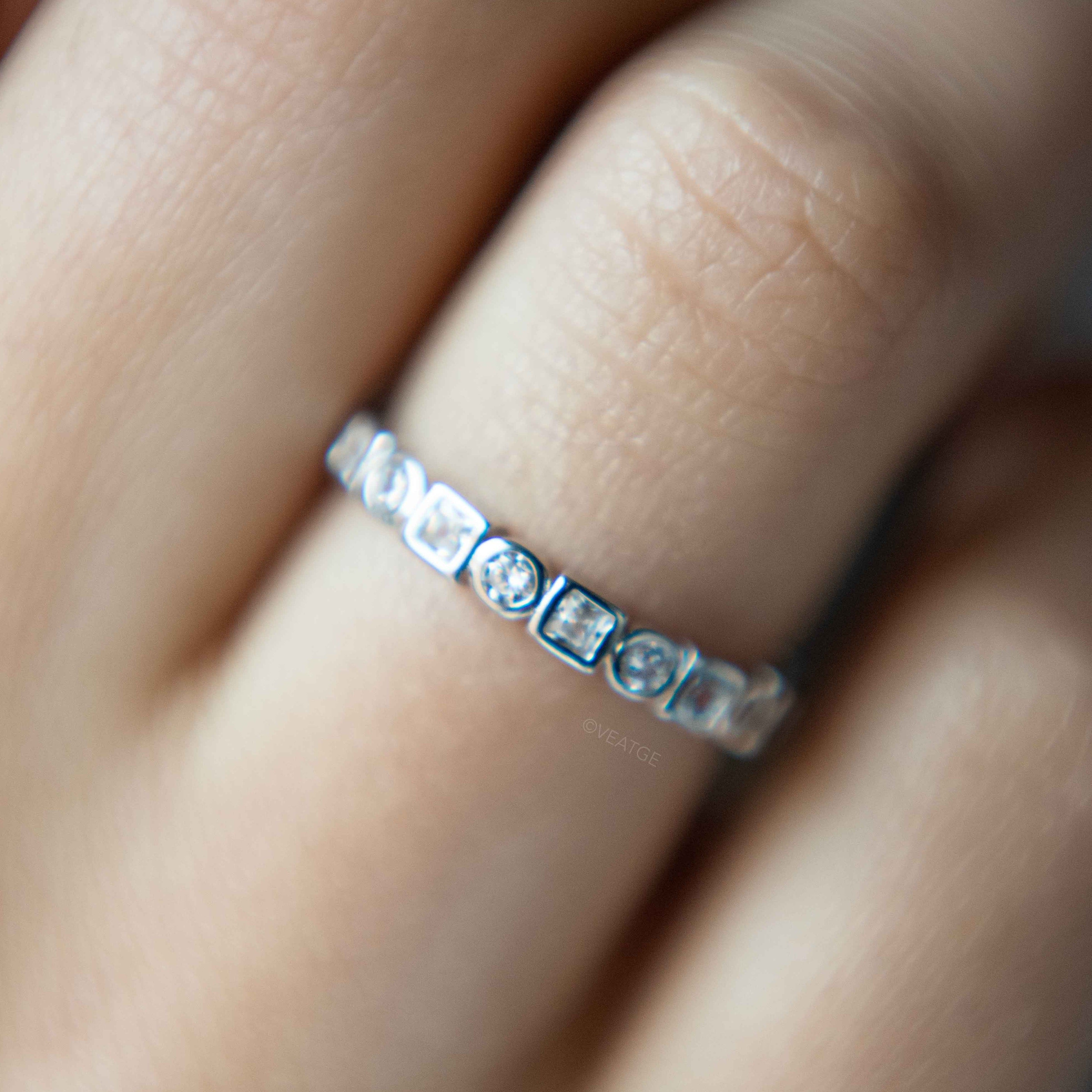 Bezel Set Full Eternity Band Ring Silver