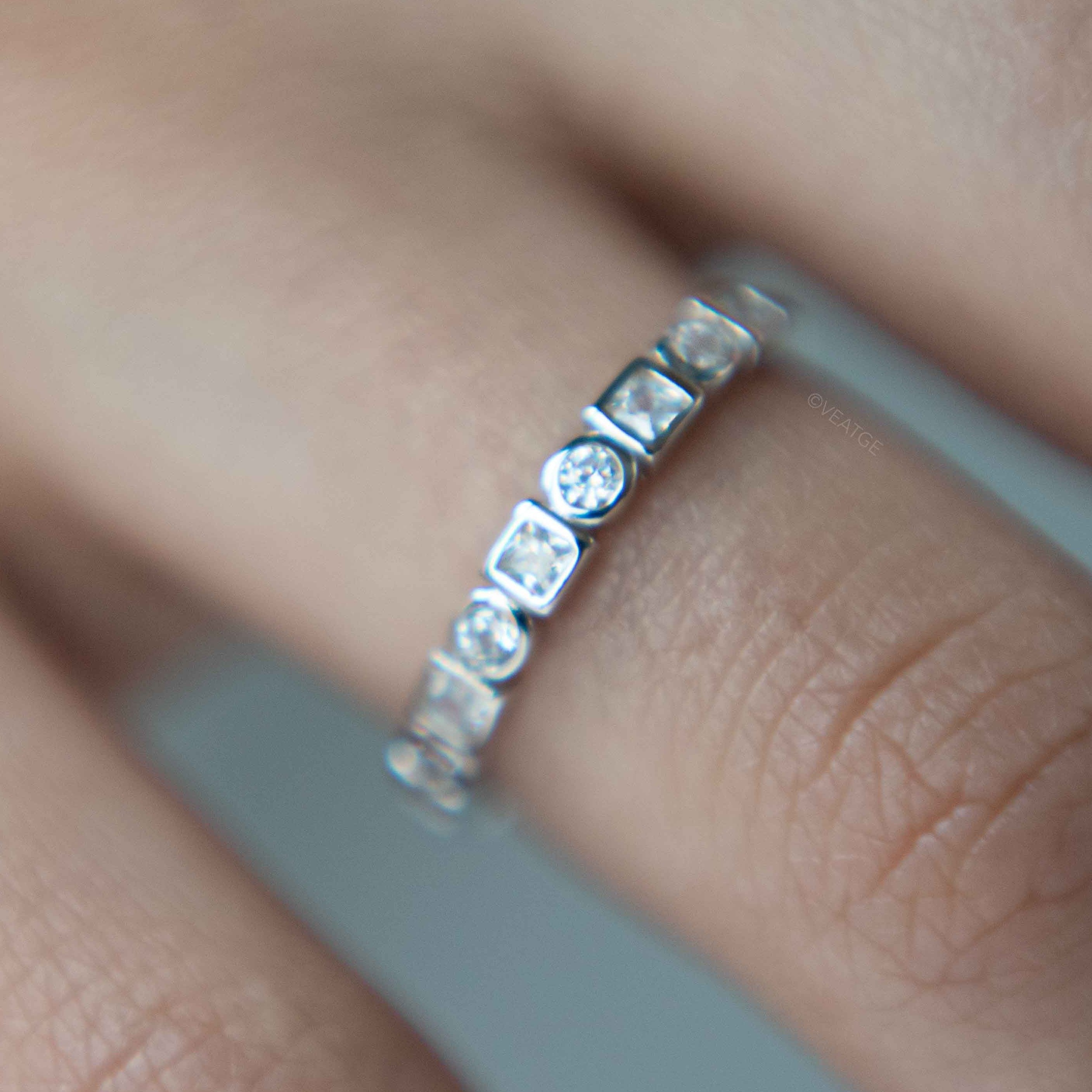 Bezel Set Full Eternity Band Ring Silver