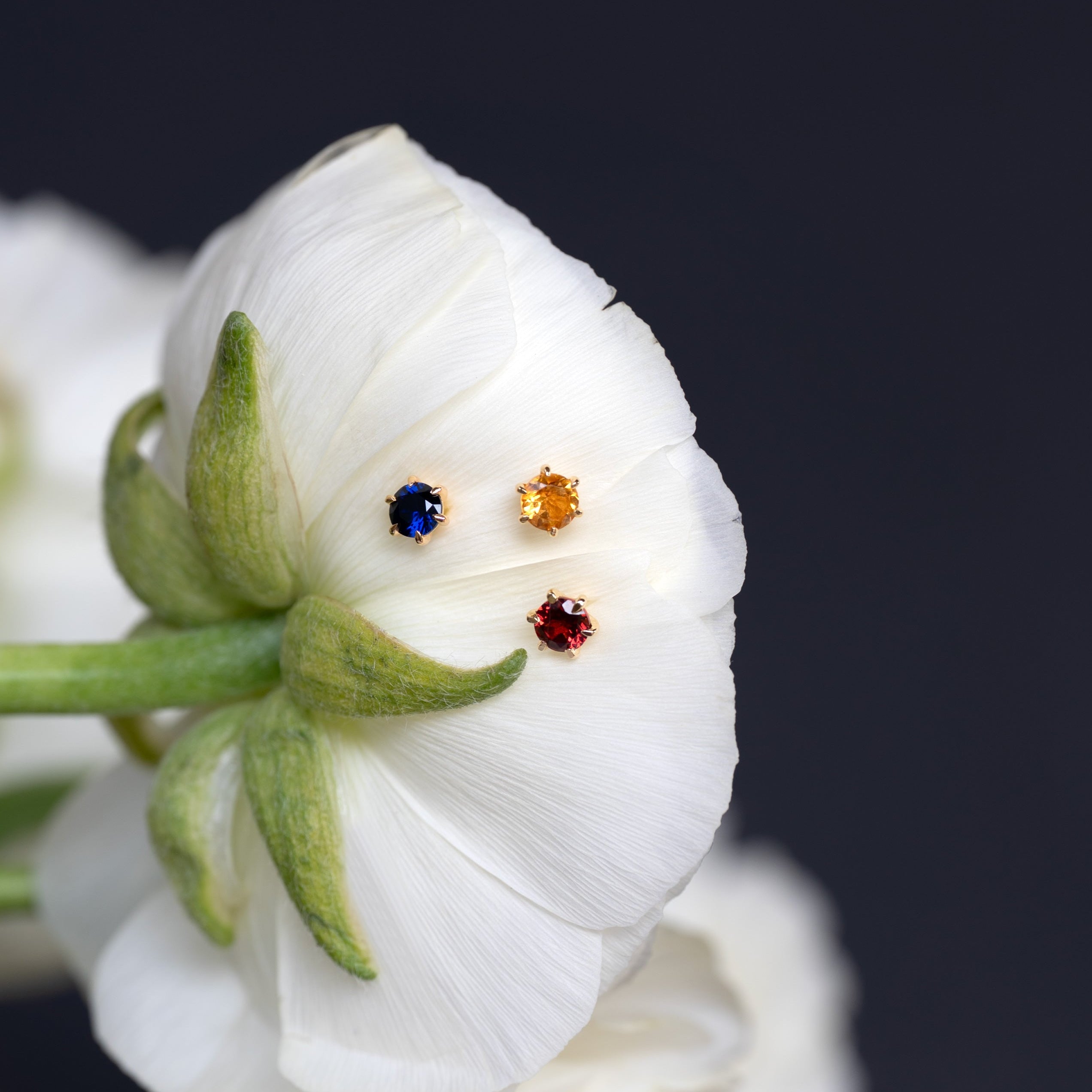 Sapphire Stud Earrings Dainty Small Minimalist 14k Gold, September Birthstone, Birthday Gifts for girls, second piercing studs