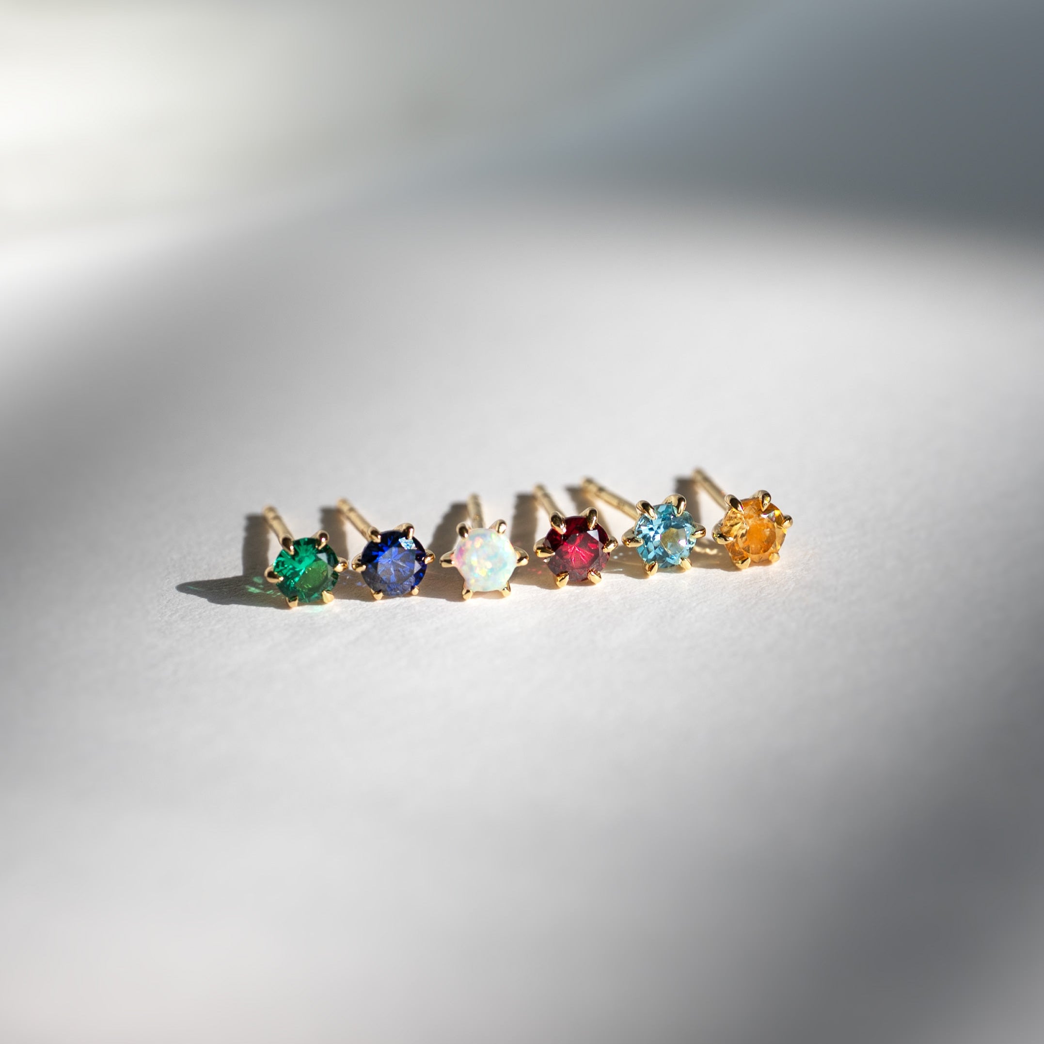 Dainty Martini birthstone studs gold