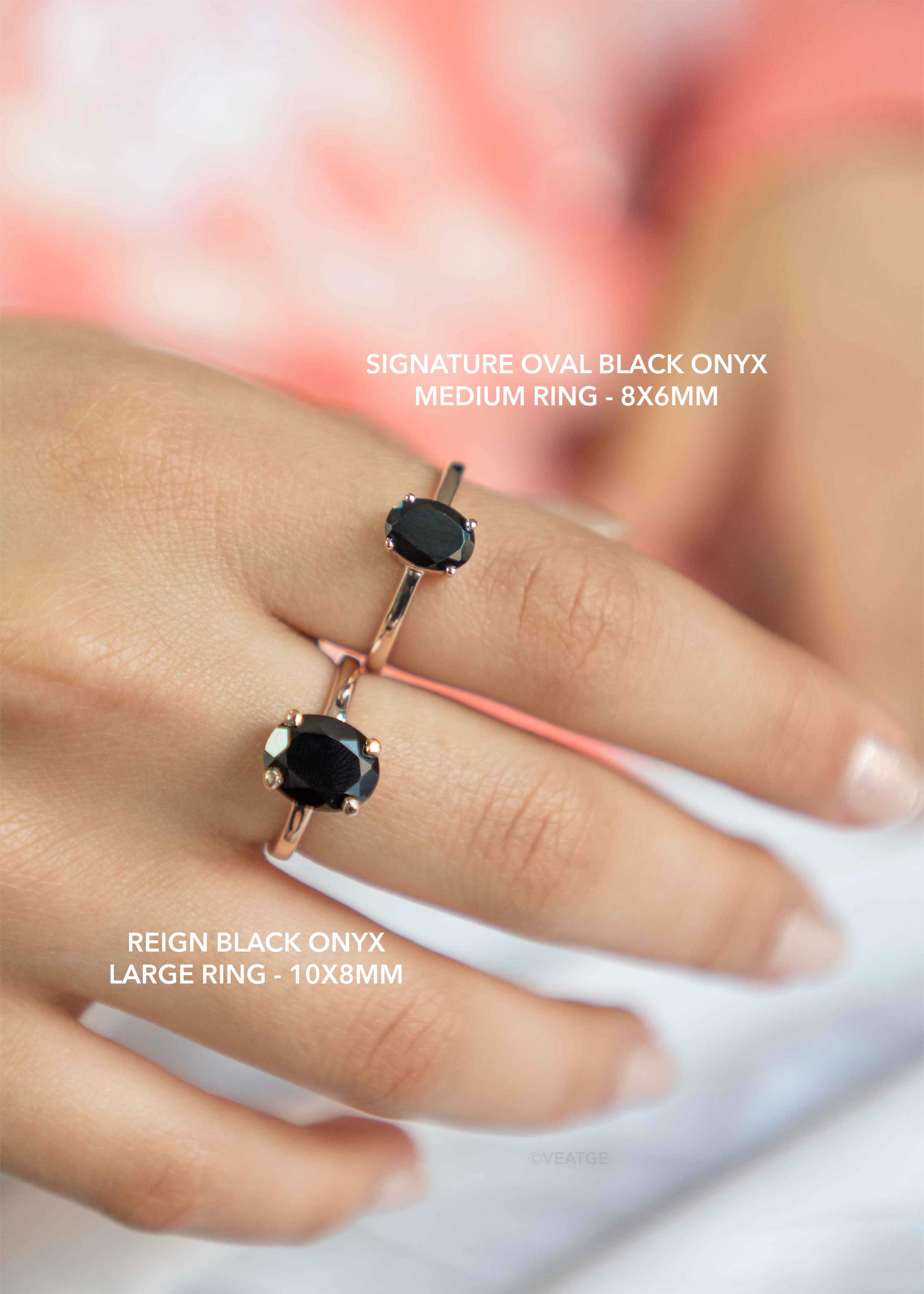 Black-Onyx-Ring Rose Gold Vermeil Natural Gemstone Genuine Gemstone Rings for Women, Friend Wife Mom