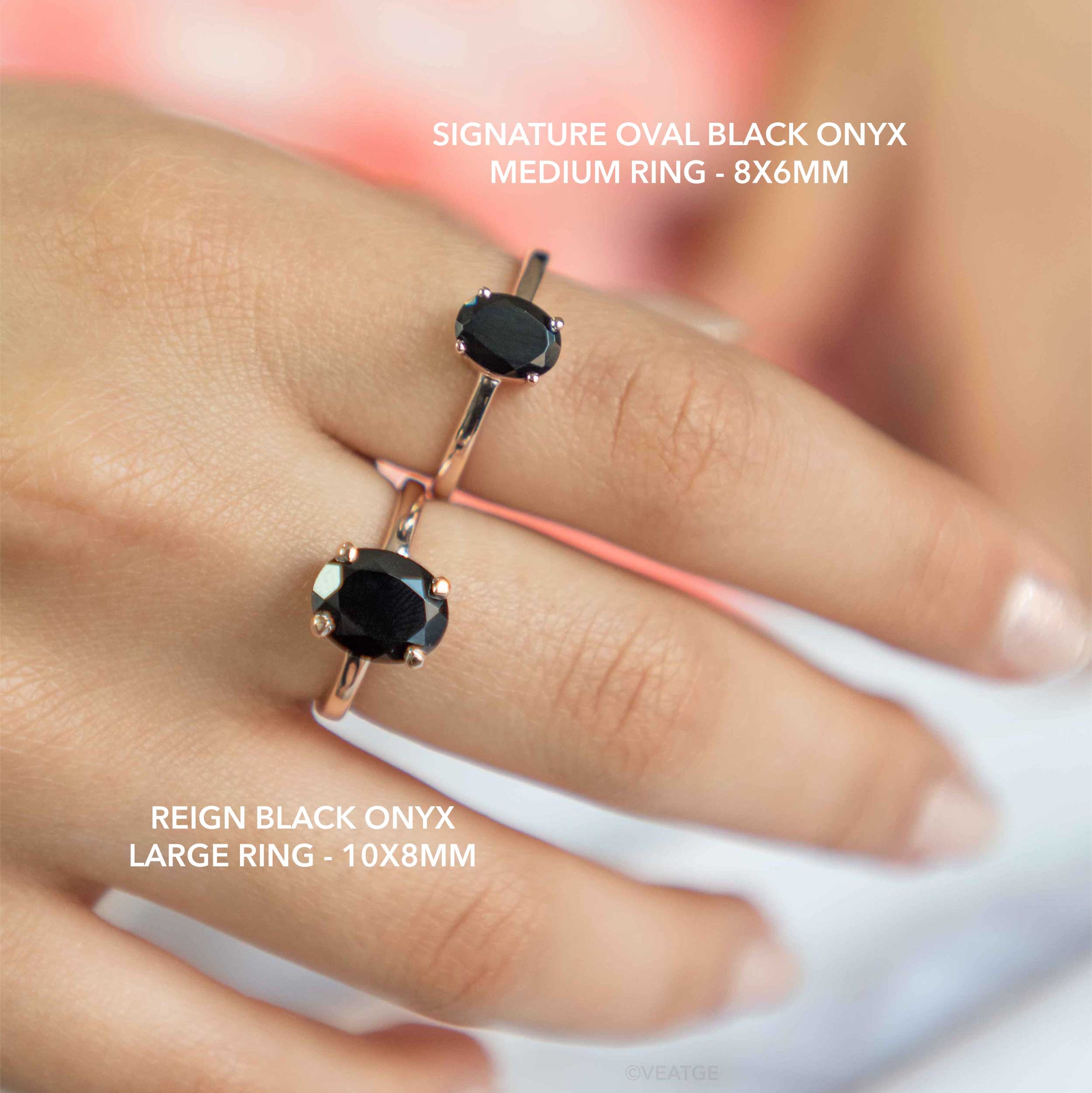 Black-Onyx-Ring Rose Gold Vermeil Natural Gemstone Genuine Gemstone Rings for Women, Friend Wife Mom