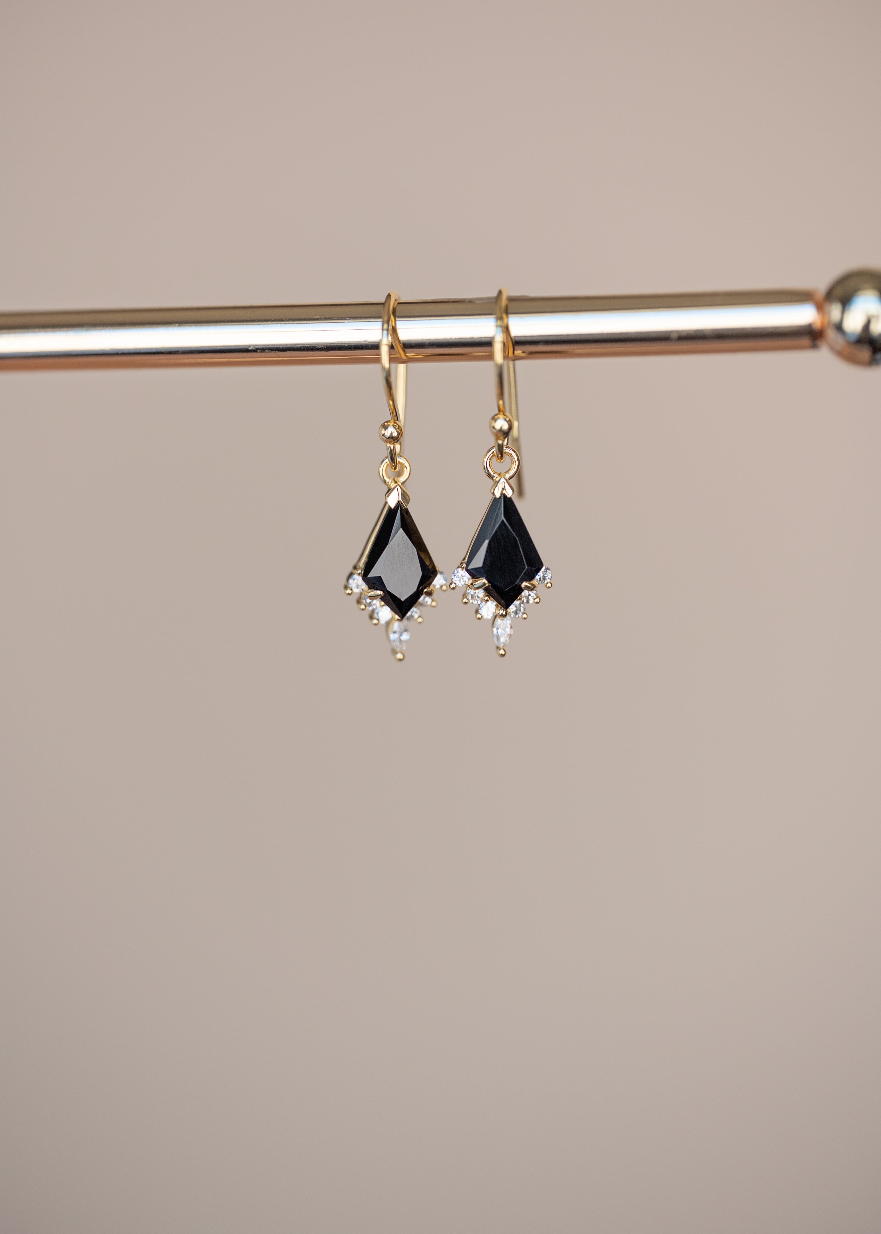 Black Onyx Kite Dangle Earrings