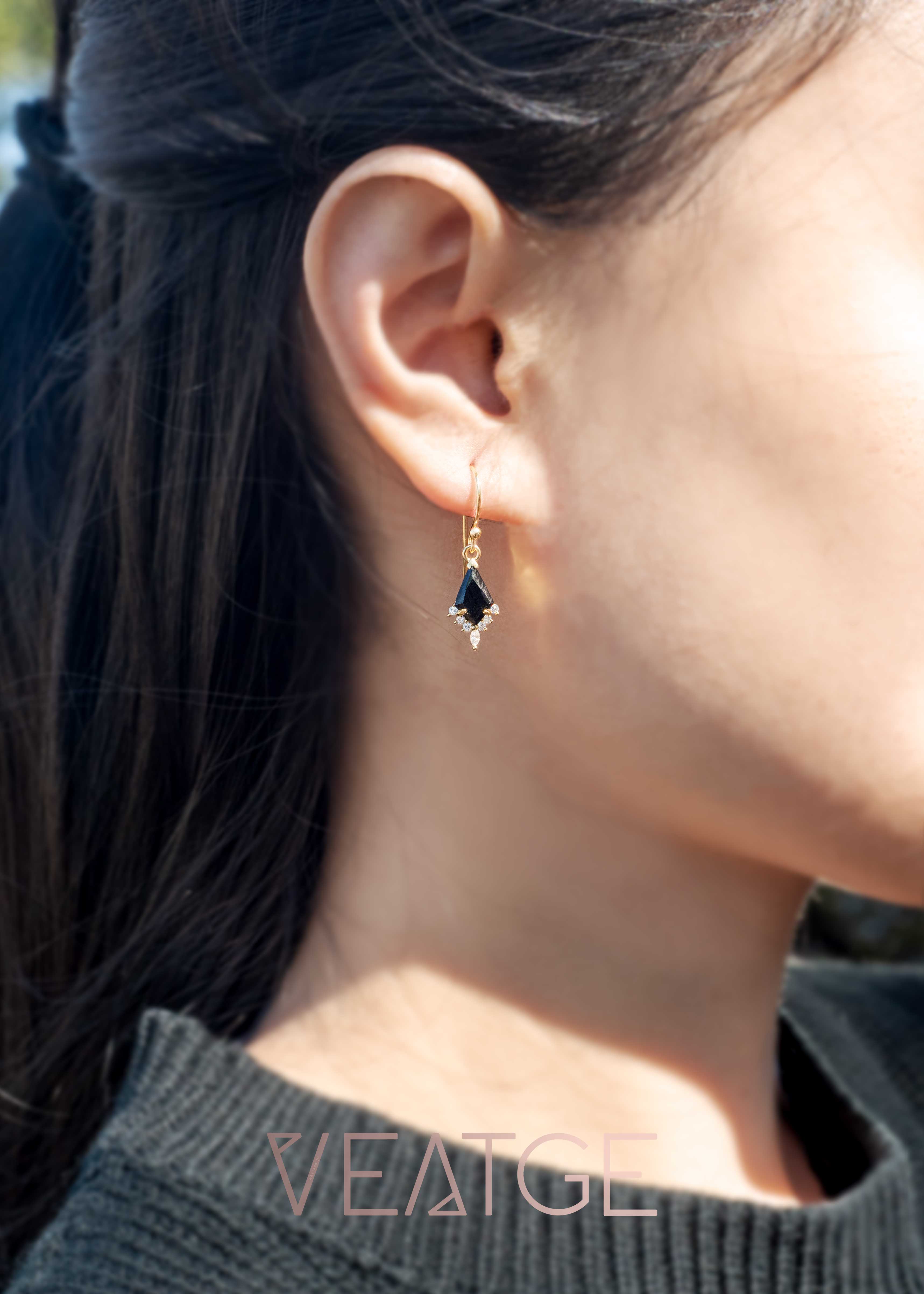 Black Onyx Kite Dangle Earrings