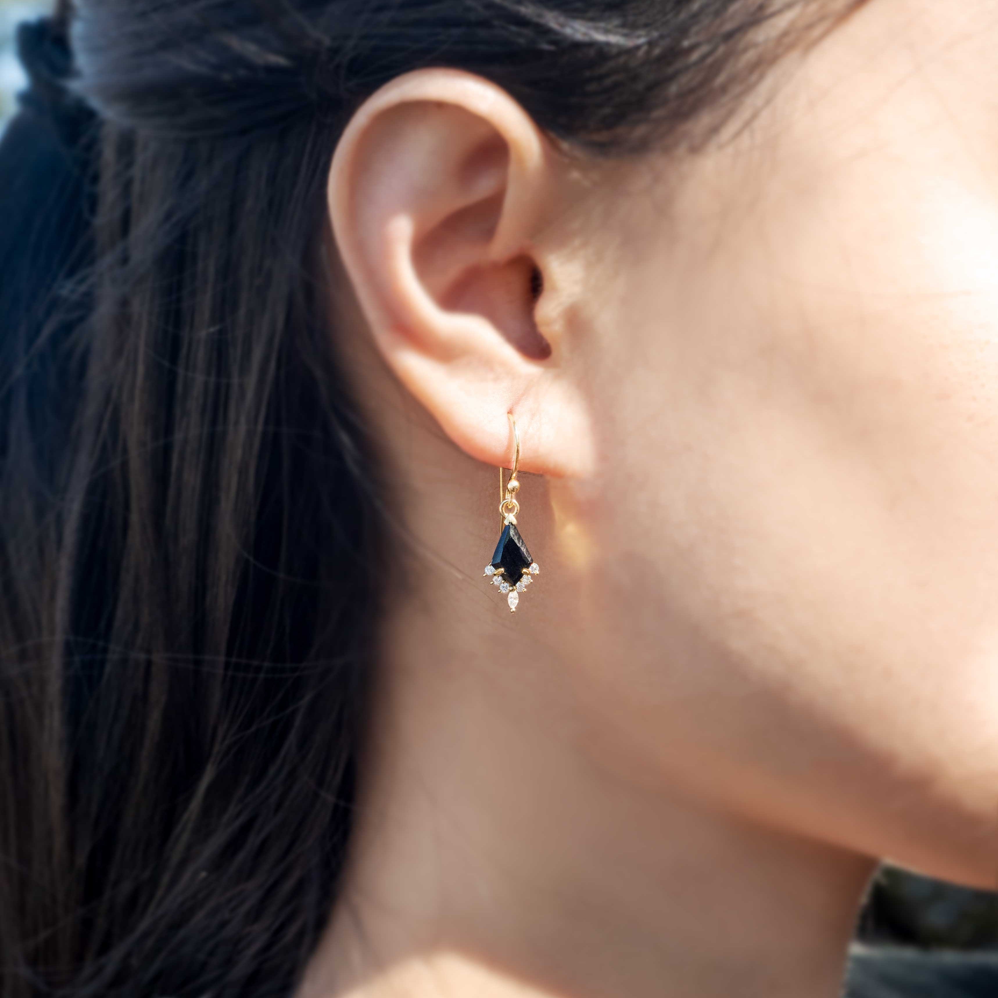Black Onyx Kite Dangle Earrings