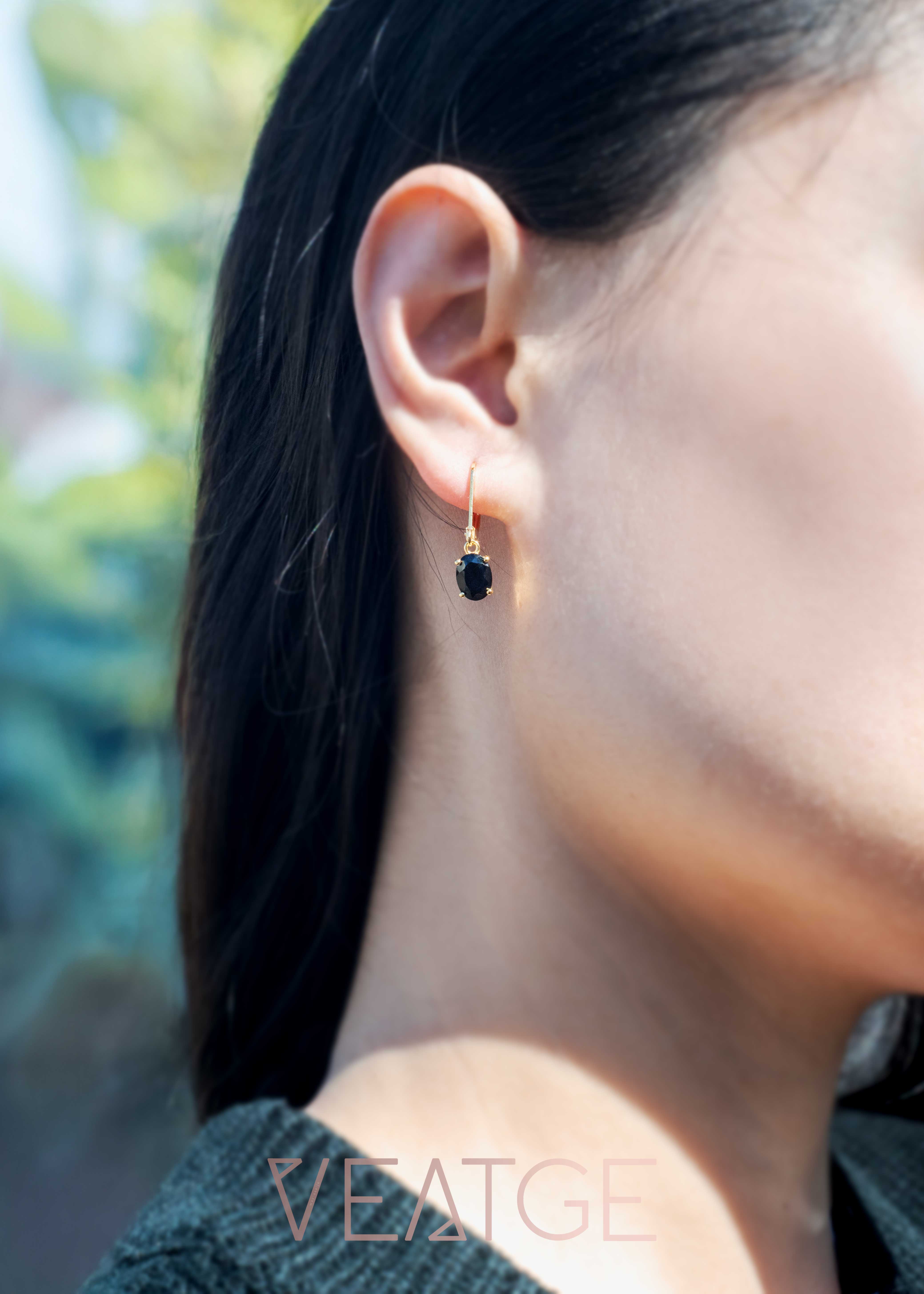 Black Onyx Dangle Earrings Gold Leverback Closed Hook, Black Onyx Protection Jewelry, Gift for Women, Everyday Earrings