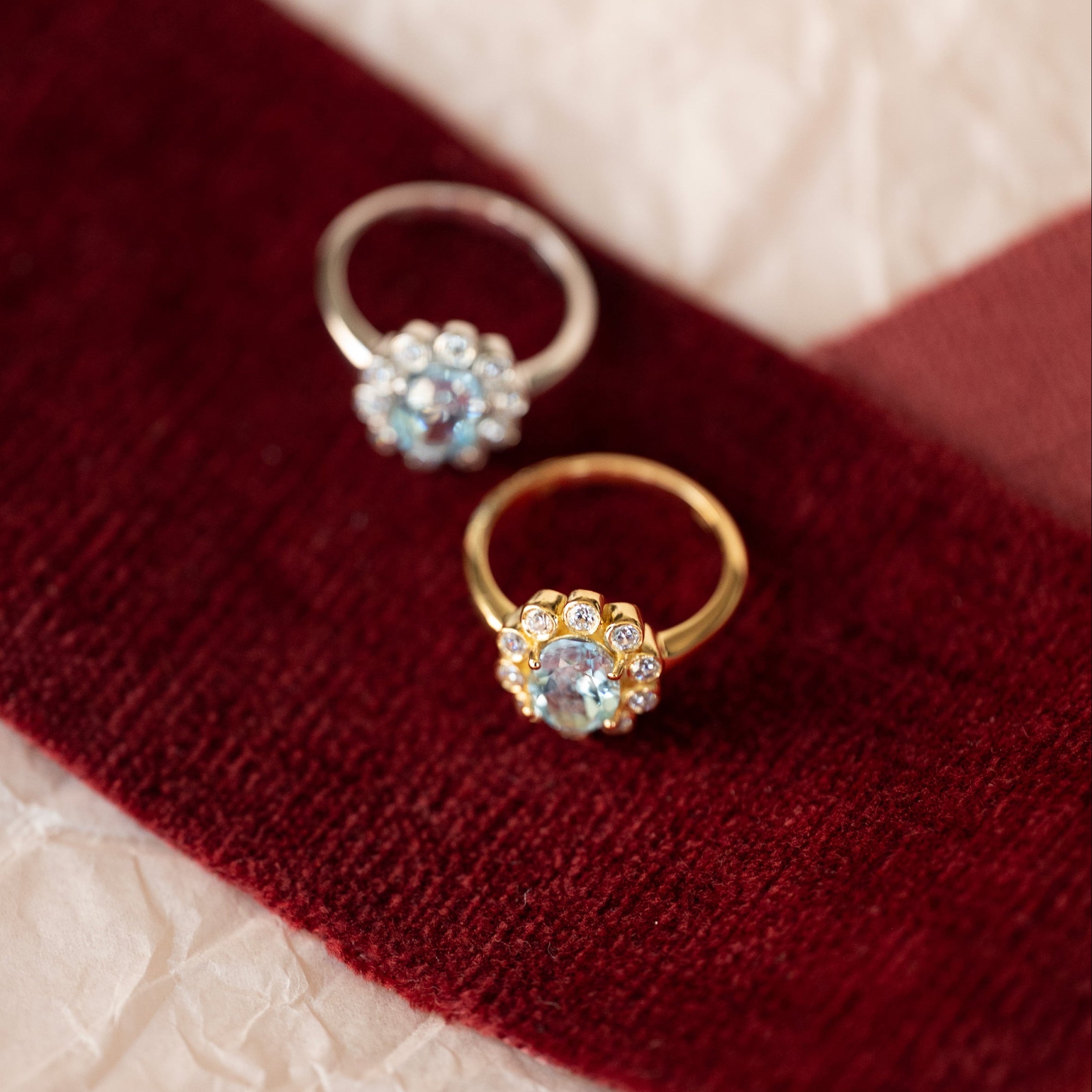 Blue Topaz Ring Floral design, flower jewelry for women, engagement wedding rings, Anniversary gifts for wife, mother's day gifts for mom, flower motif themed jewelry