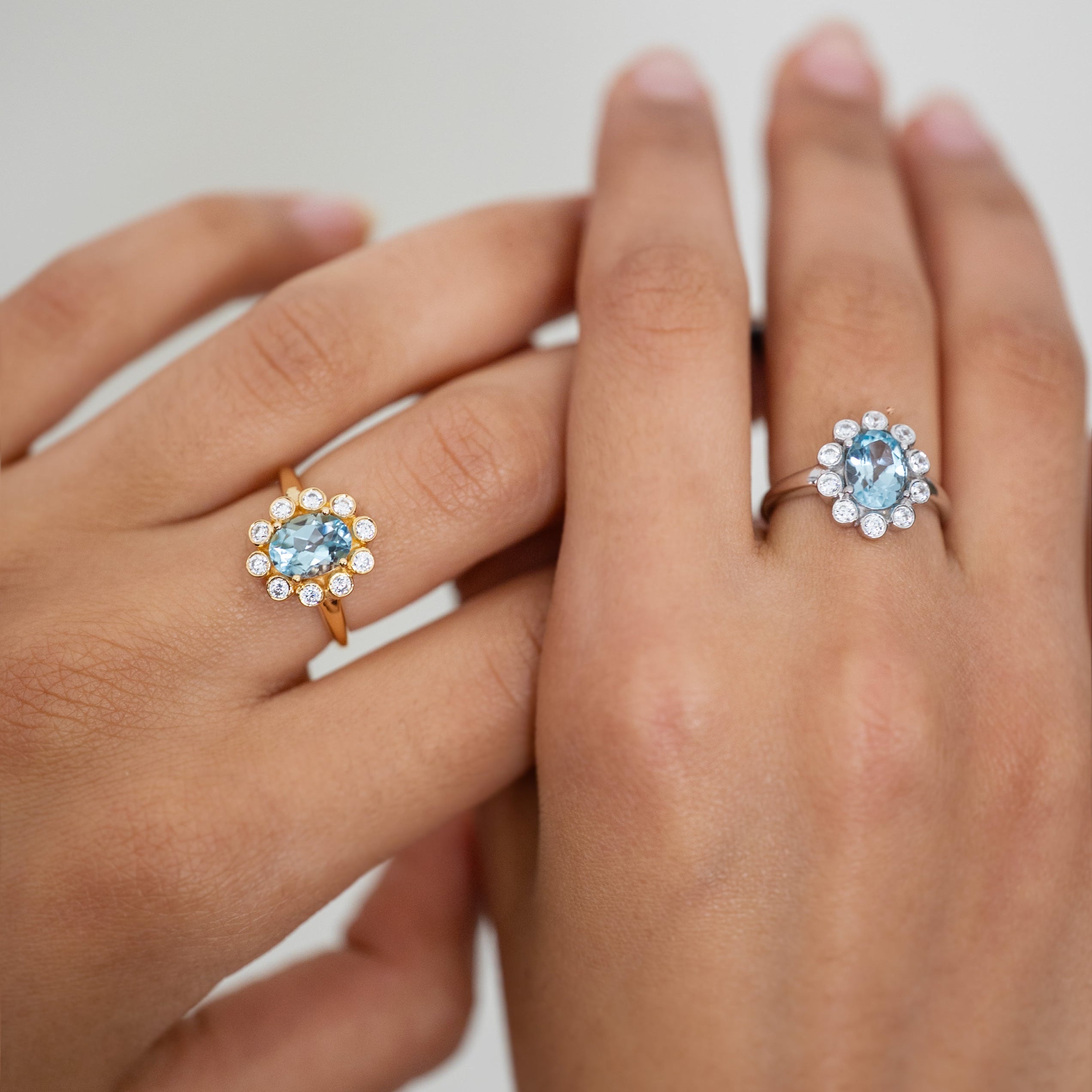 Blue Topaz Ring Floral design, flower jewelry for women, engagement wedding rings, Anniversary gifts for wife, mother's day gifts for mom, flower motif themed jewelry